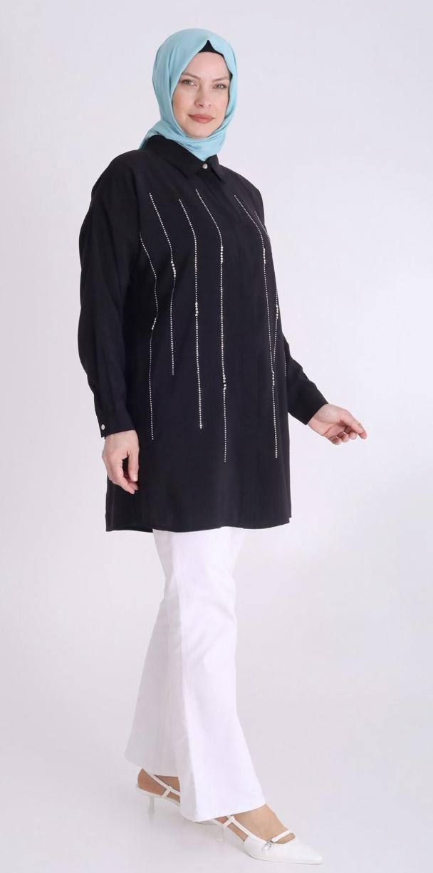 Şeritli Taşlı Tunik
