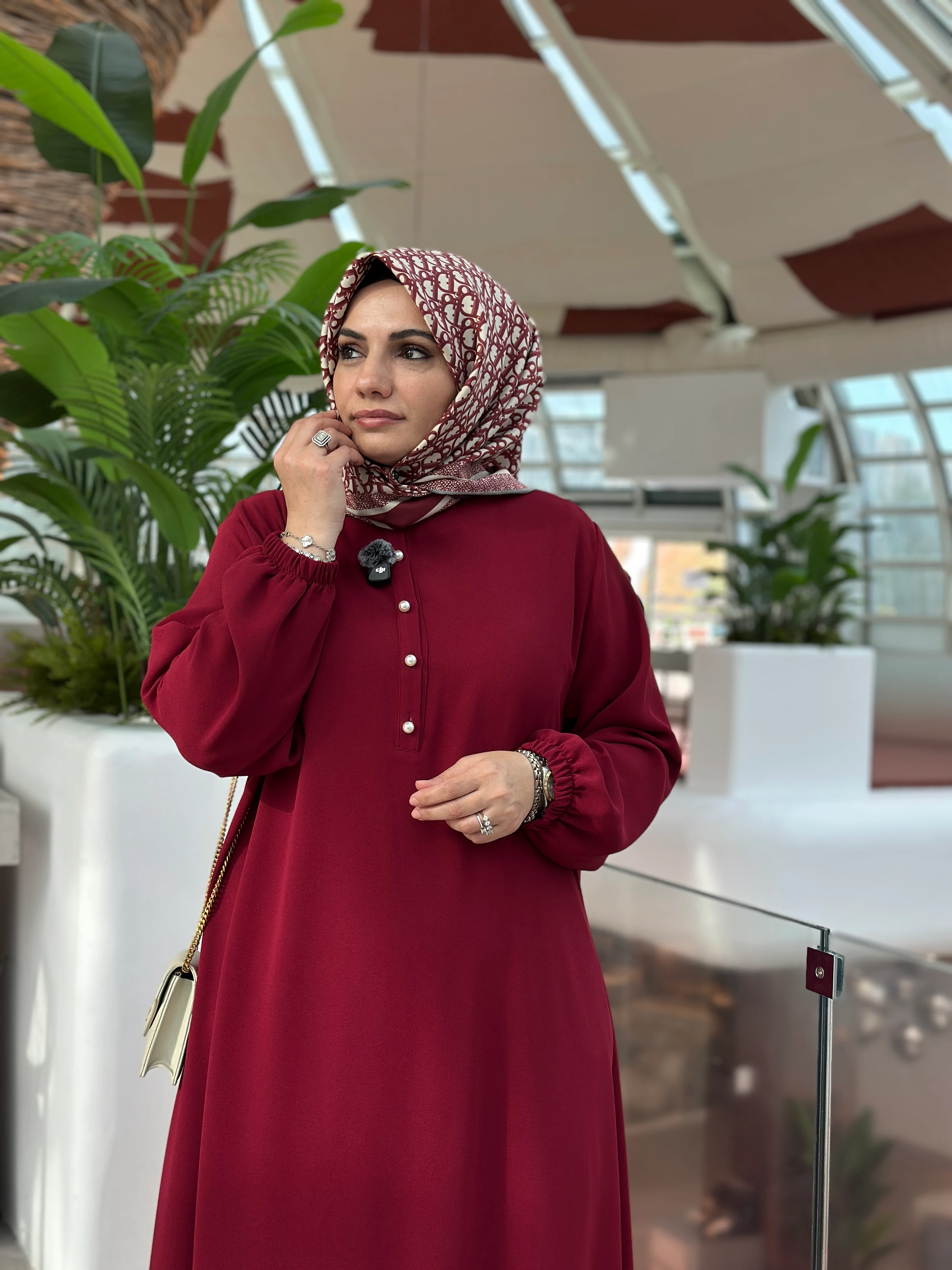 İnci Sahra Elbise Bordo 