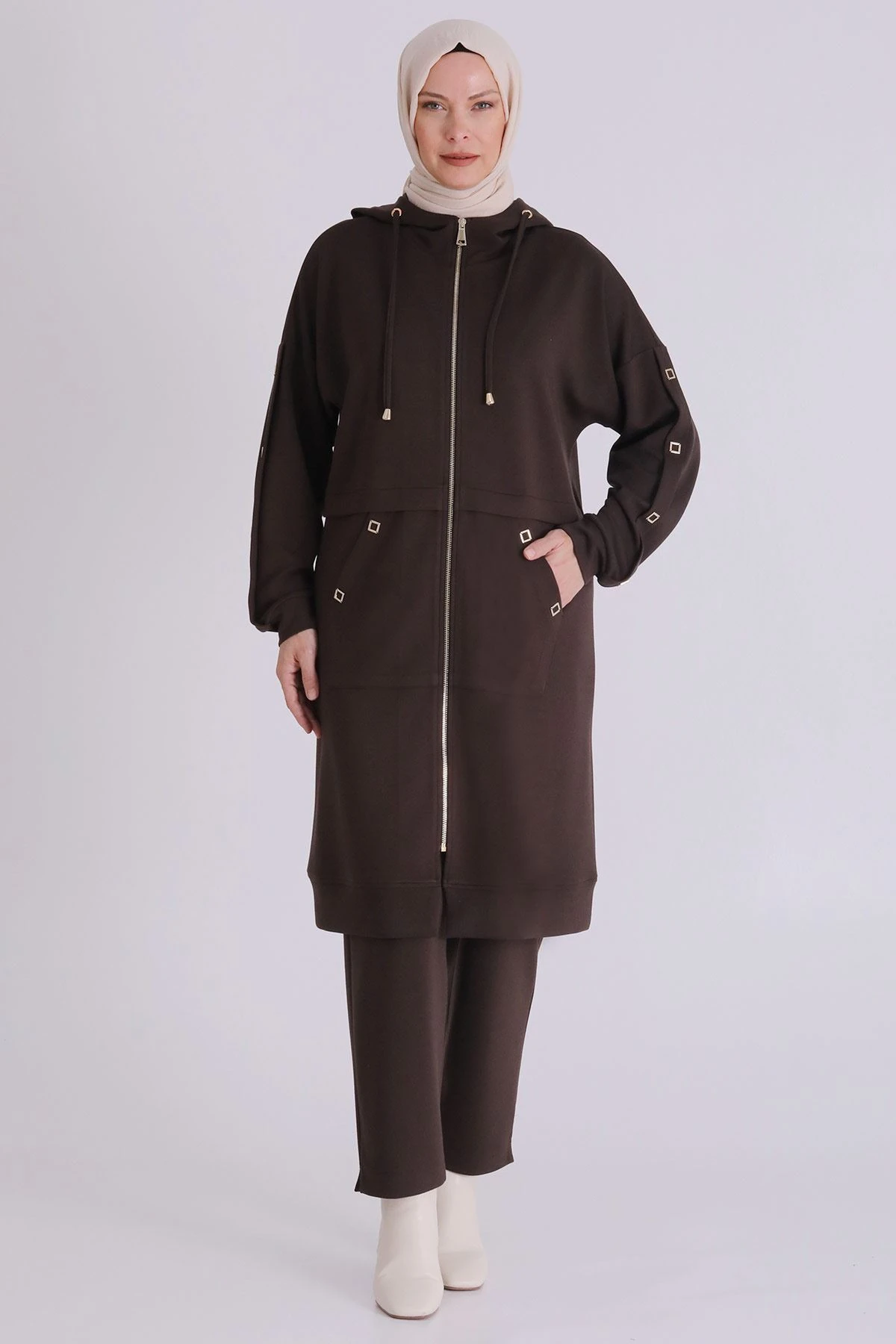 Betül Pantolonlu Takım  - kahverengi