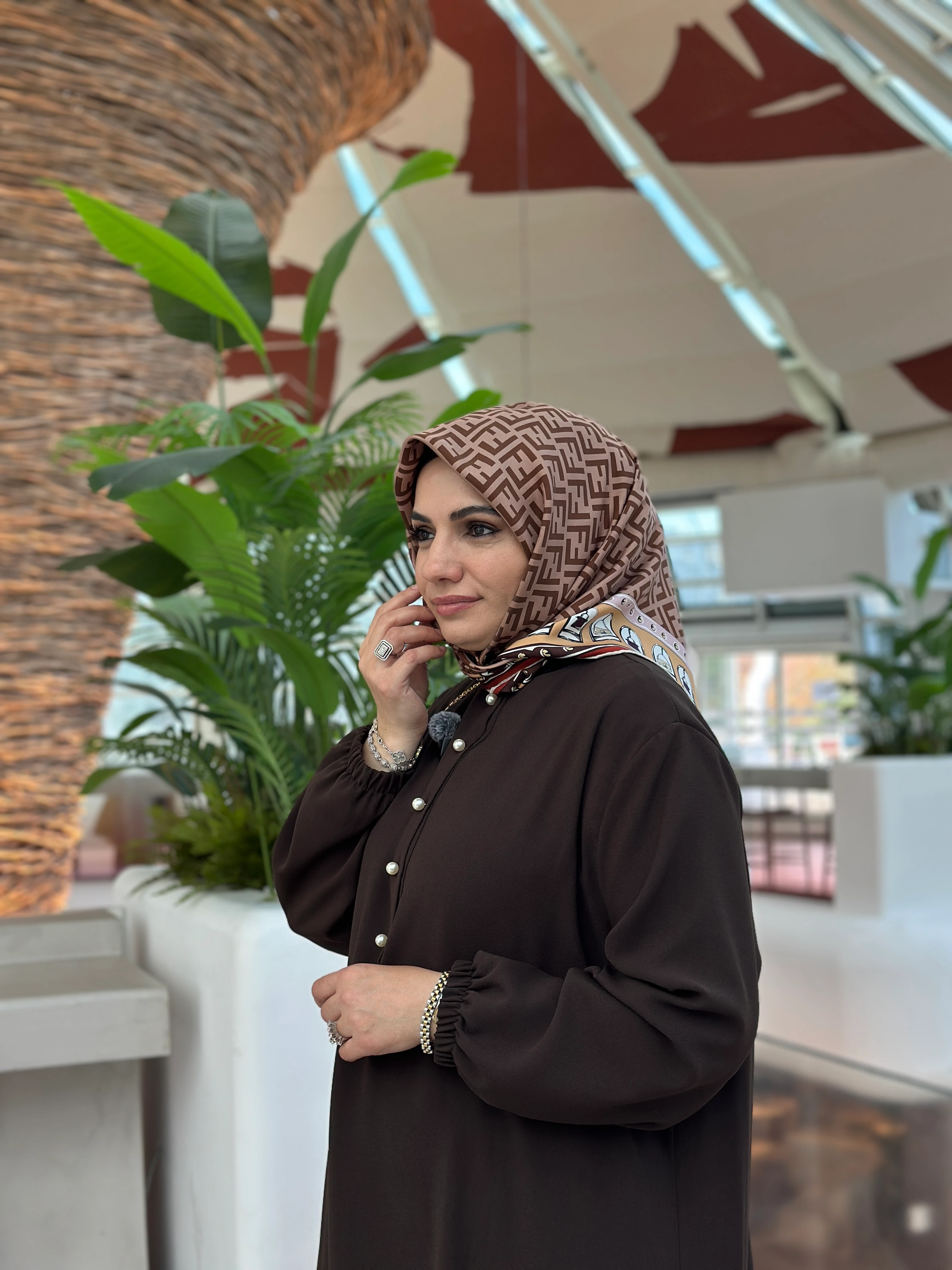 İnci Sahra Elbise Kahverengi