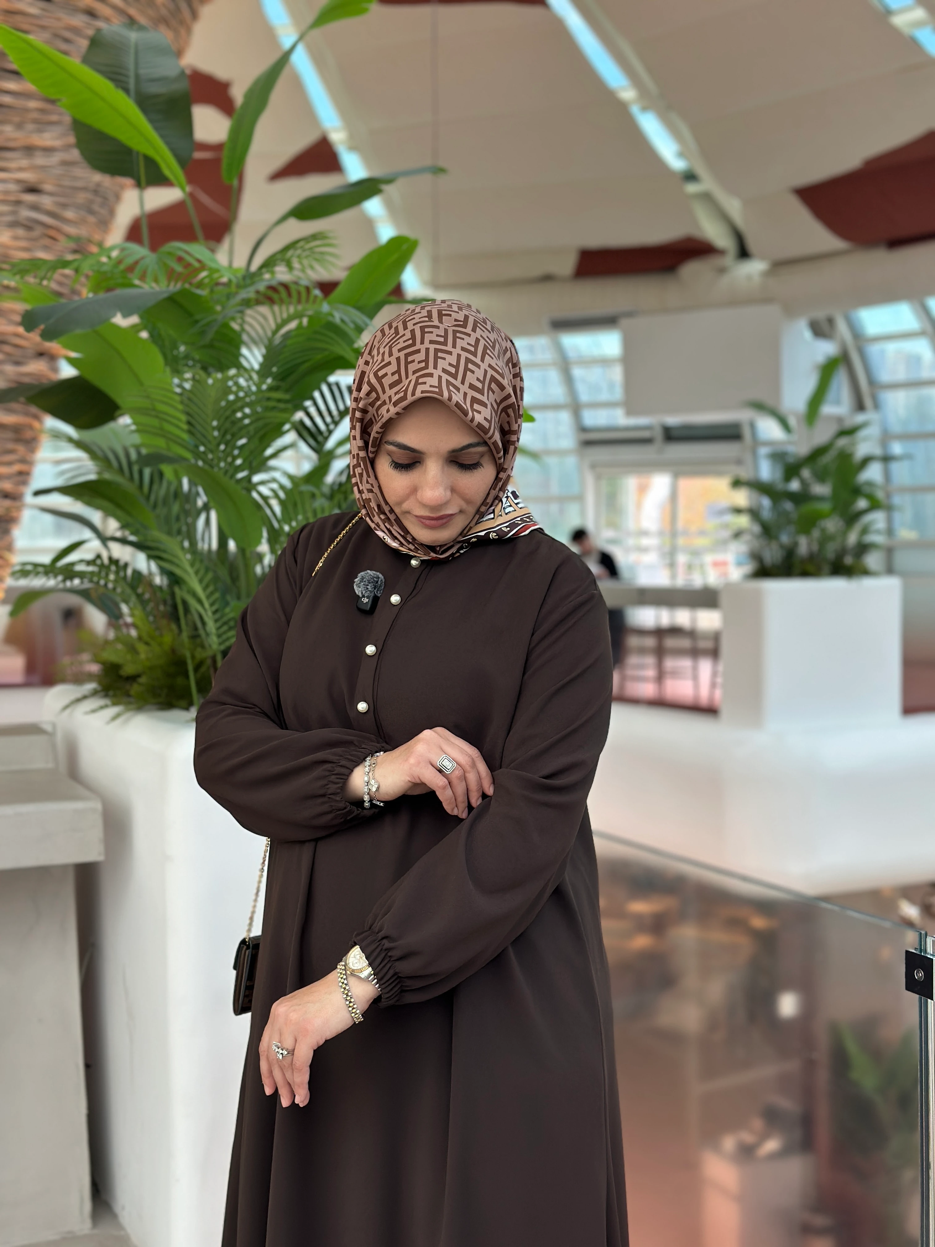 İnci Sahra Elbise Kahverengi