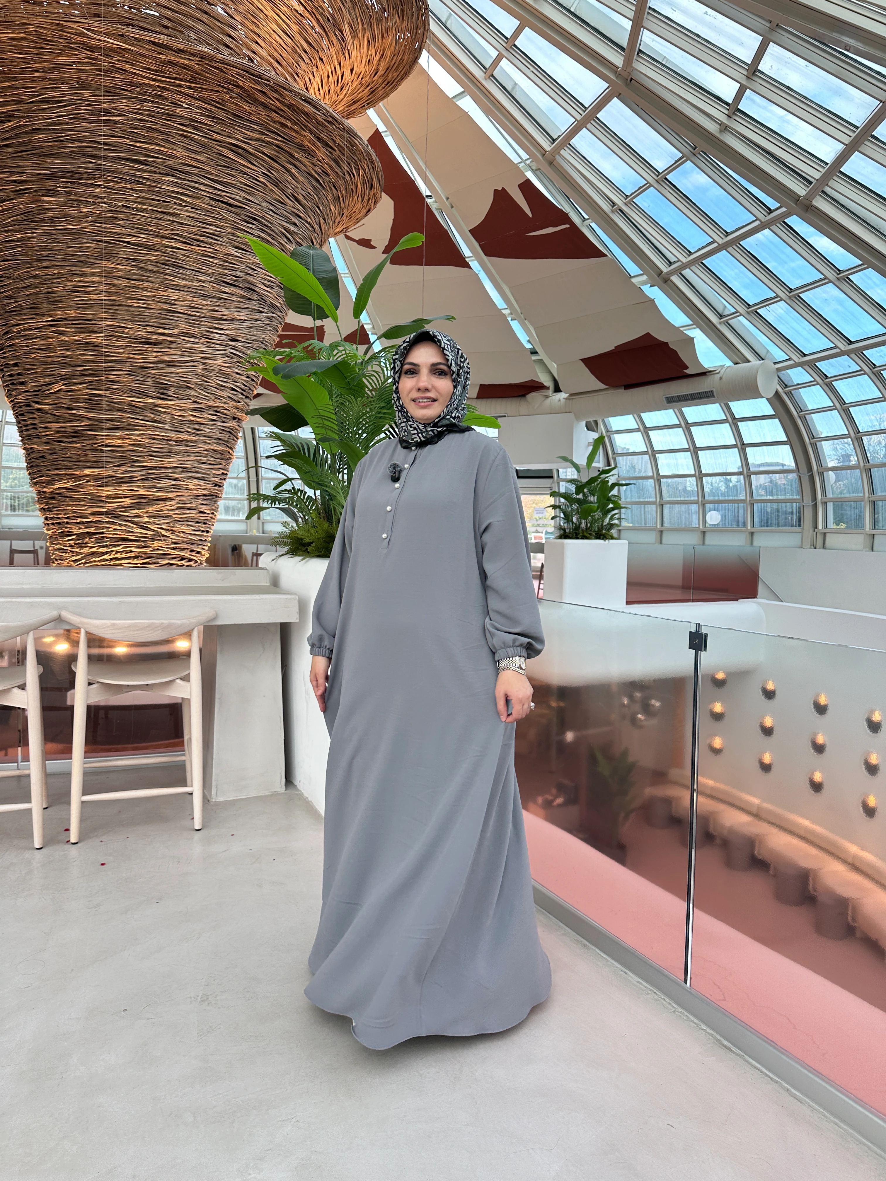 İnci Sahra Elbise Gri