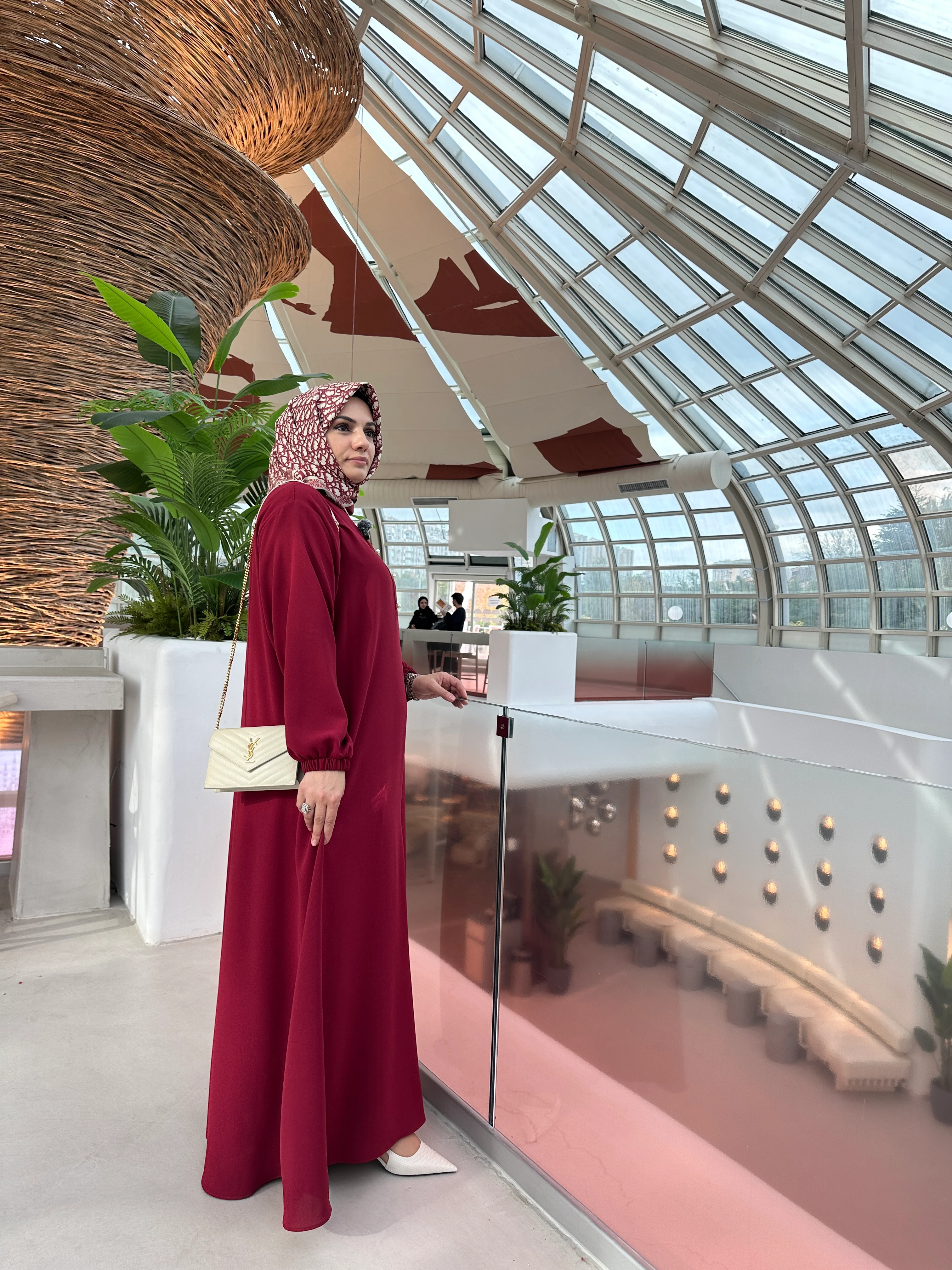 İnci Sahra Elbise Bordo 