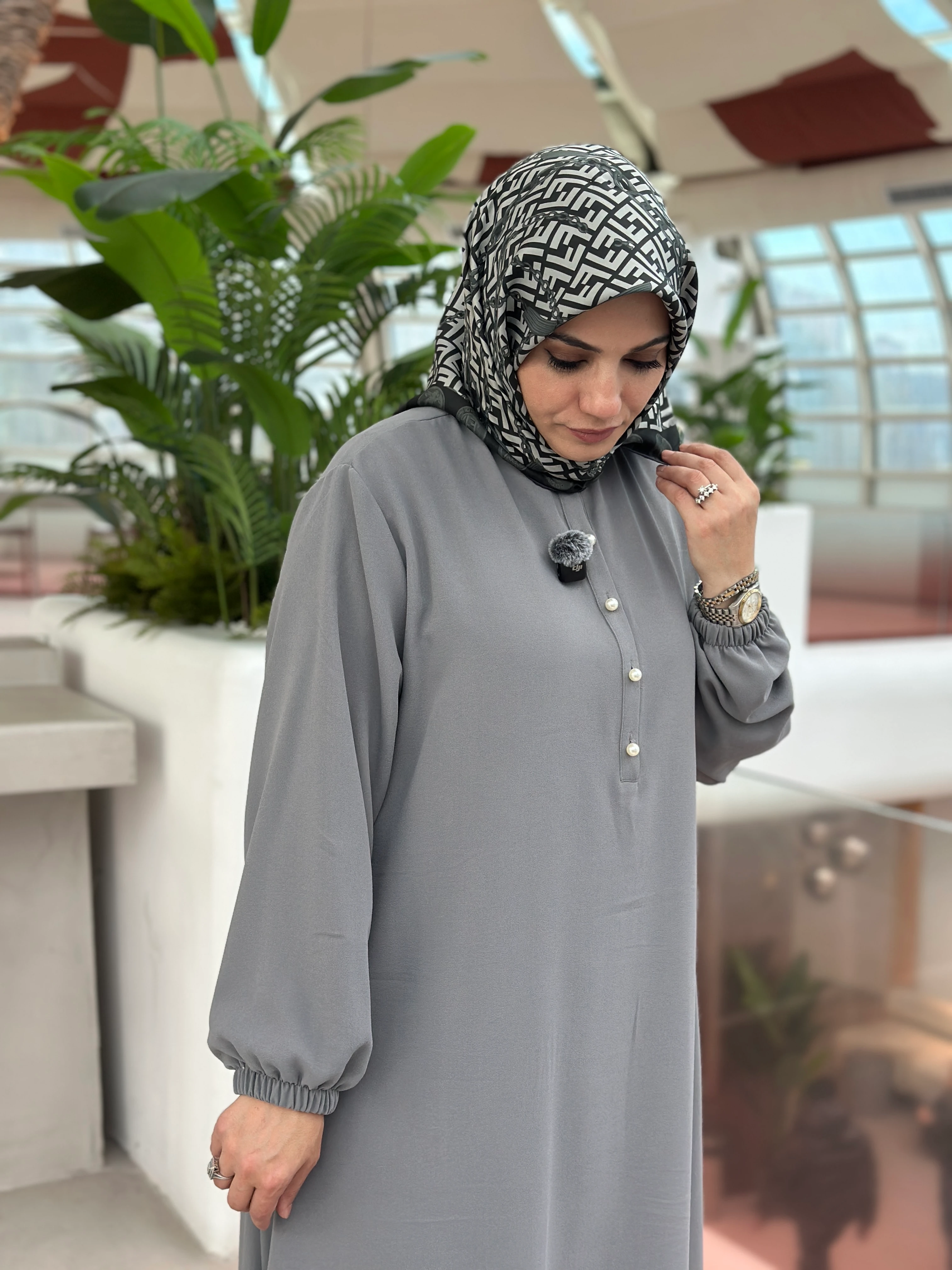 İnci Sahra Elbise Gri