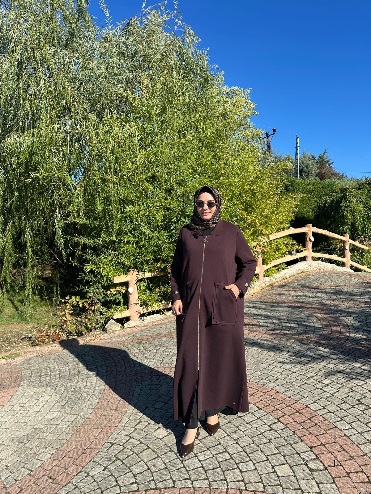 Valin Kürklü Kap - kahverengi