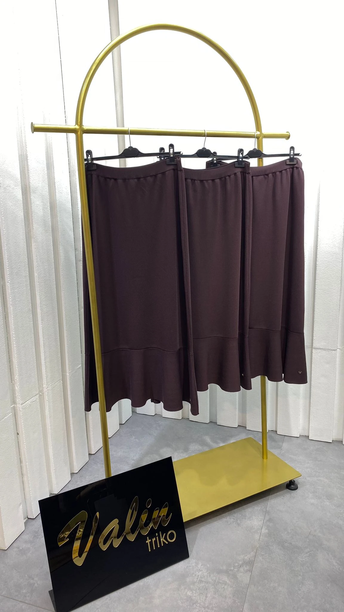 Valin Volanlı Etek - kahverengi