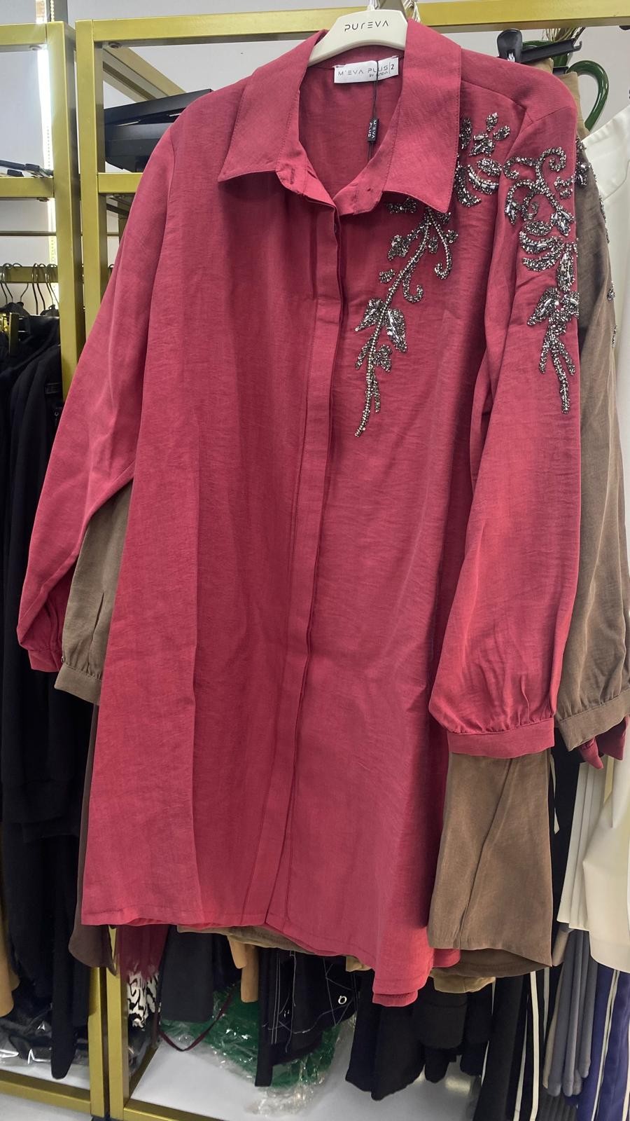 Tencel Taşlı Gömlek