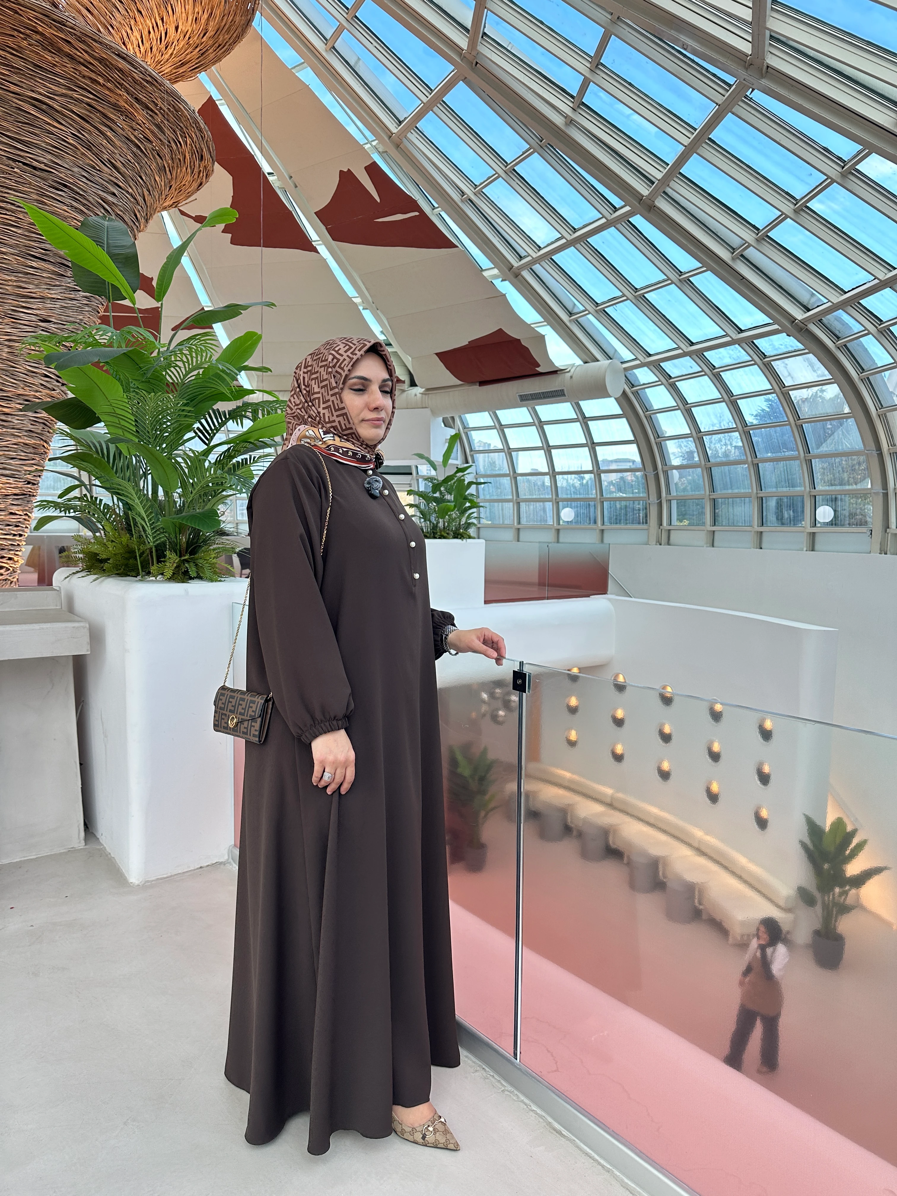 İnci Sahra Elbise Kahverengi