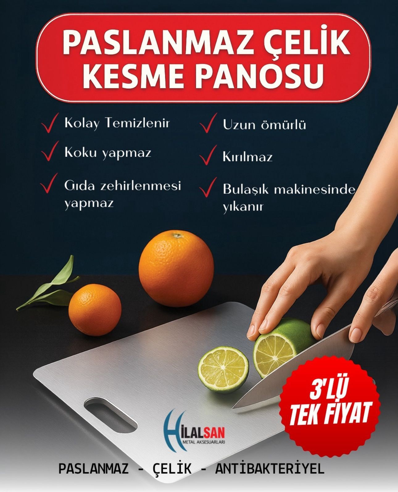 Çelik Kesme Tahtası