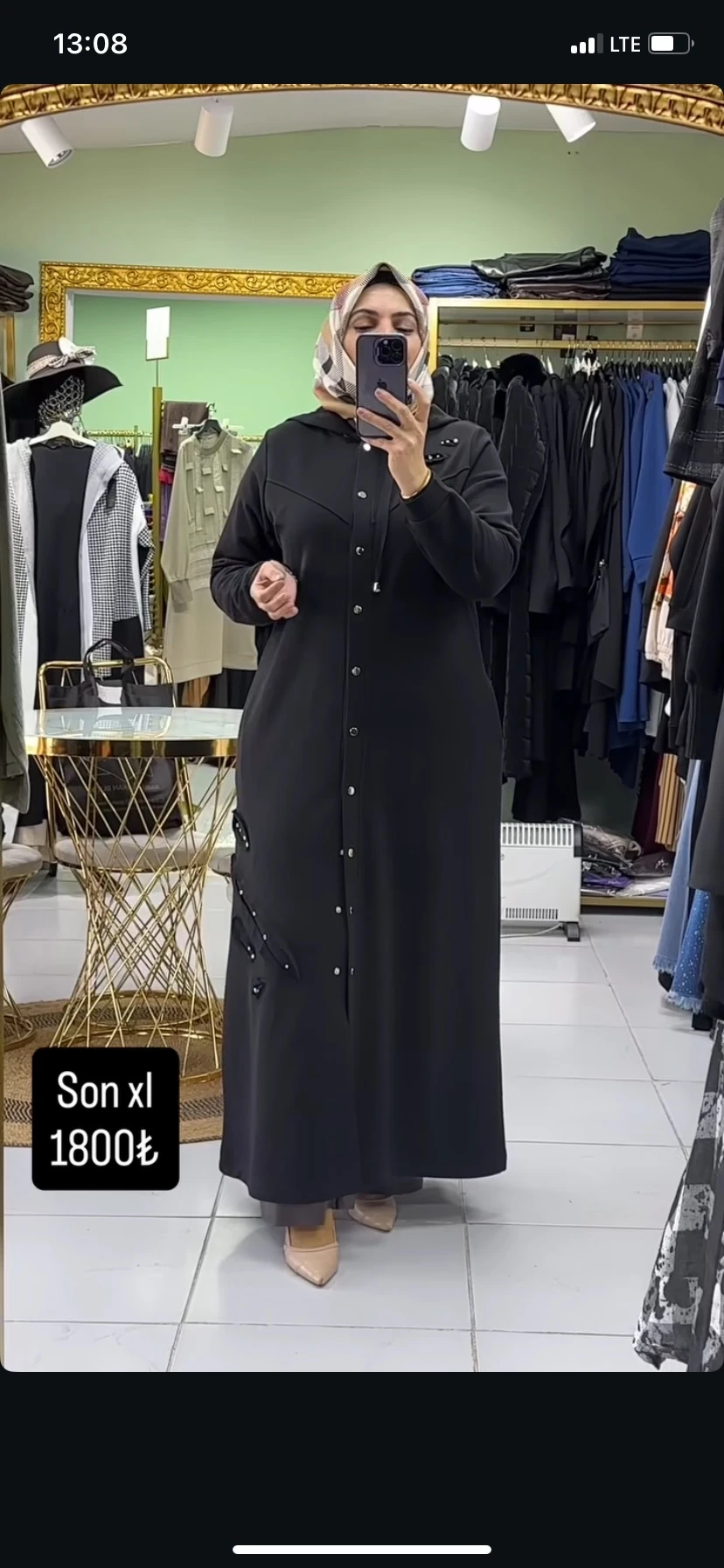 Detaylı Siyah Ferace