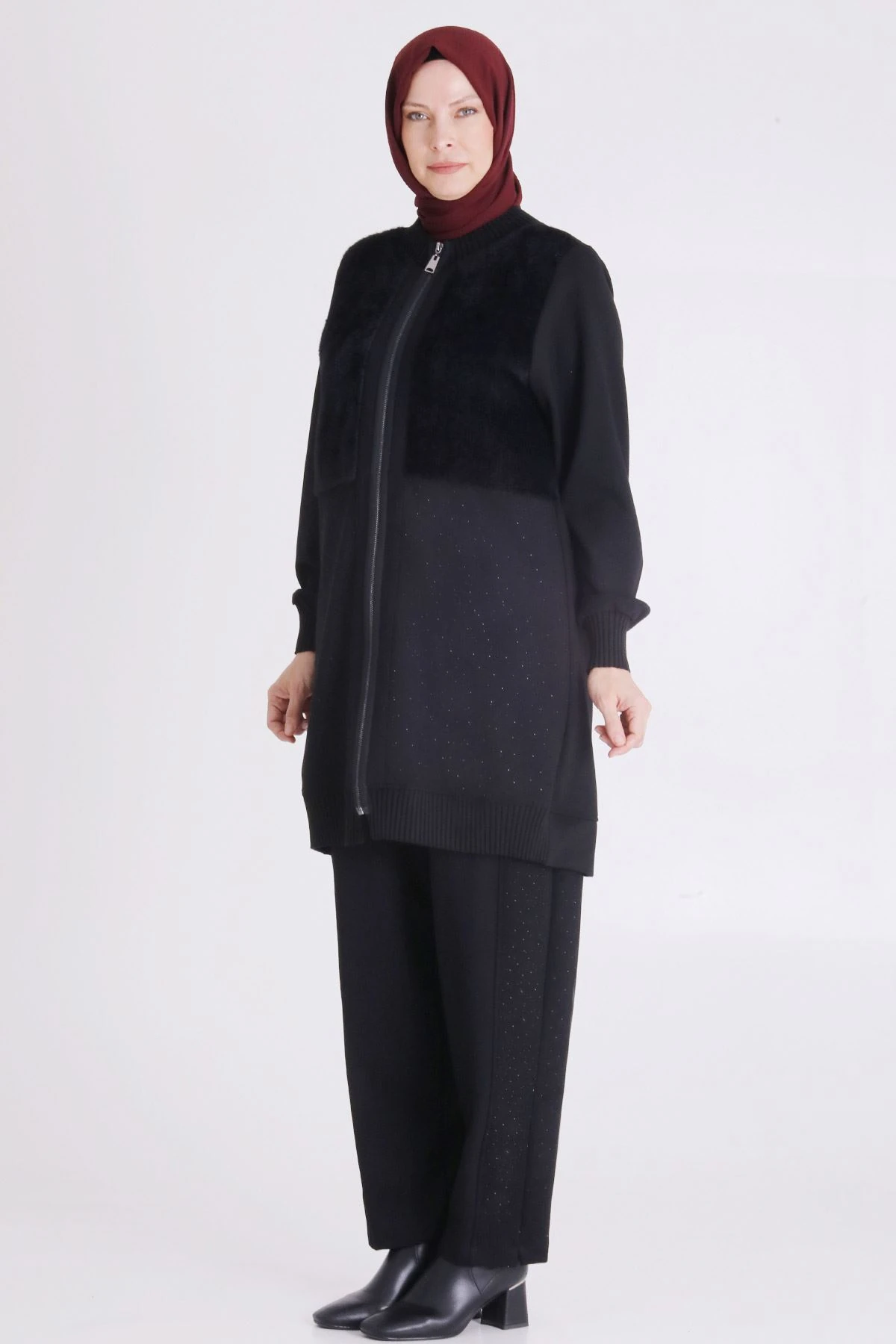 Kürklü Pantolonlu Takım