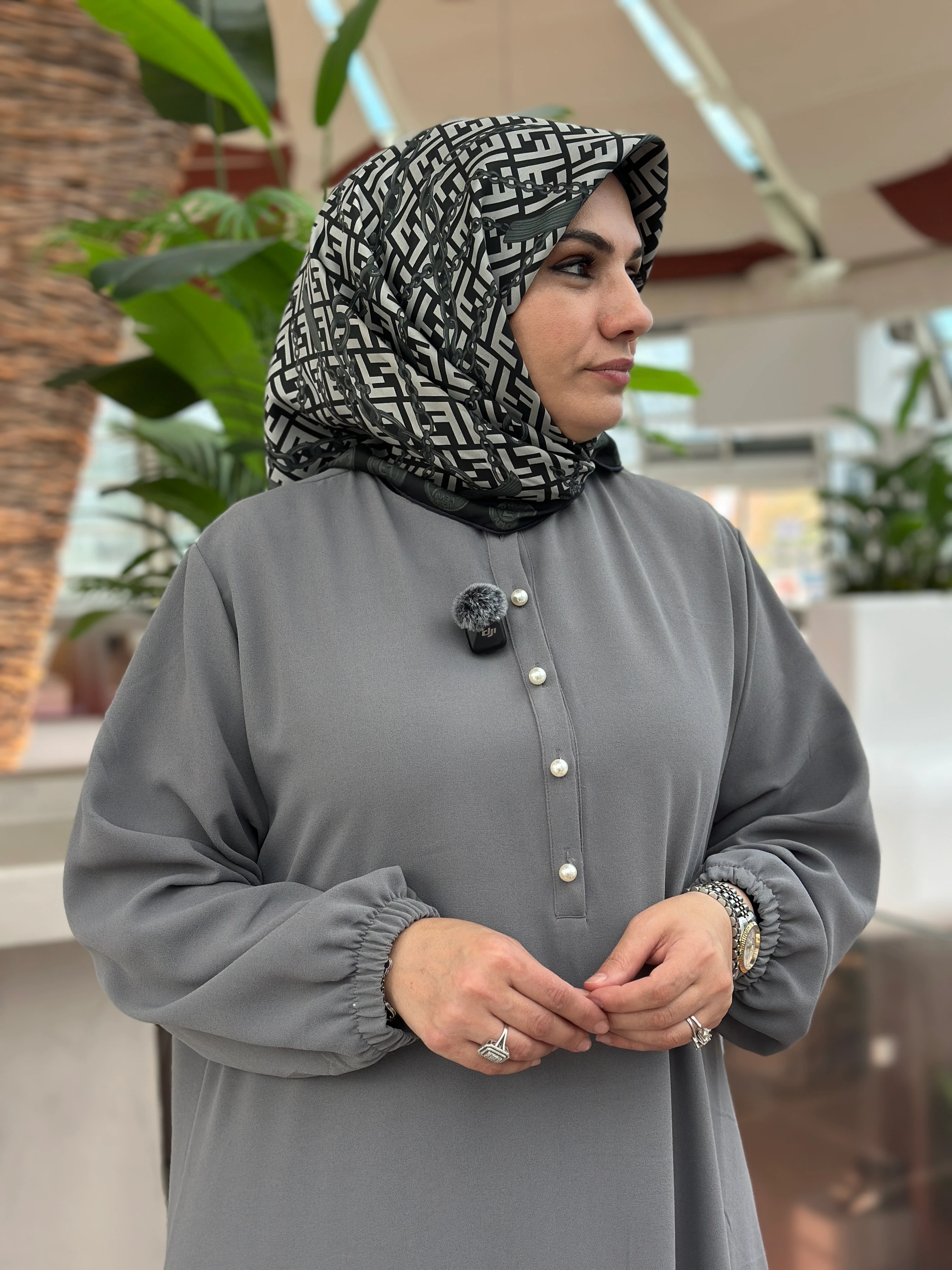 İnci Sahra Elbise Gri