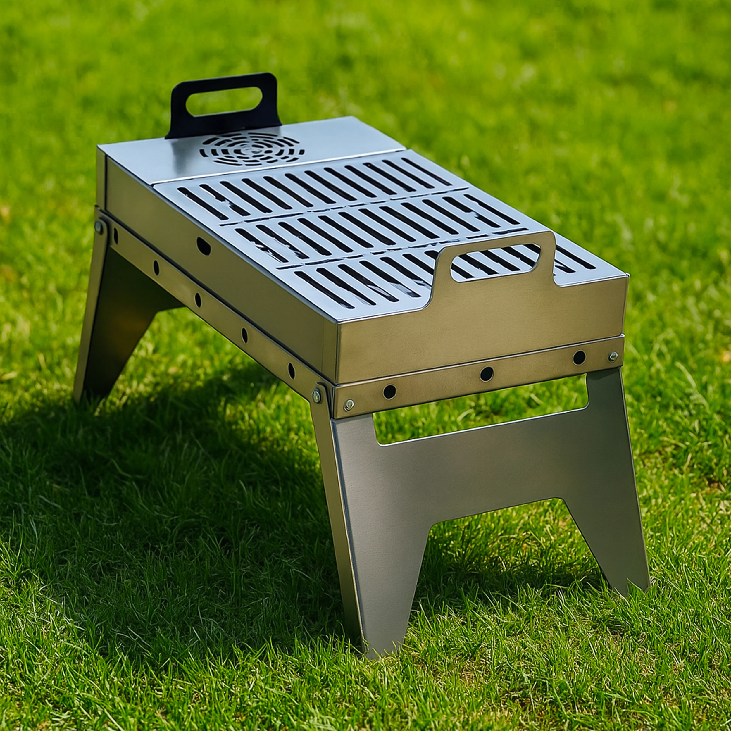 Katlanabilir Tek Parça Profesyonel Mangal, Yelpaze ve Çanta Hediyeli