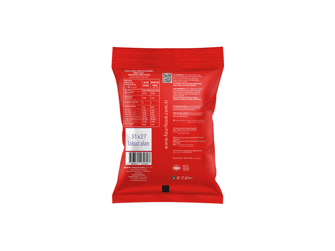 Sriracha  Çeşnili Mısır Cipsi - 80 gr