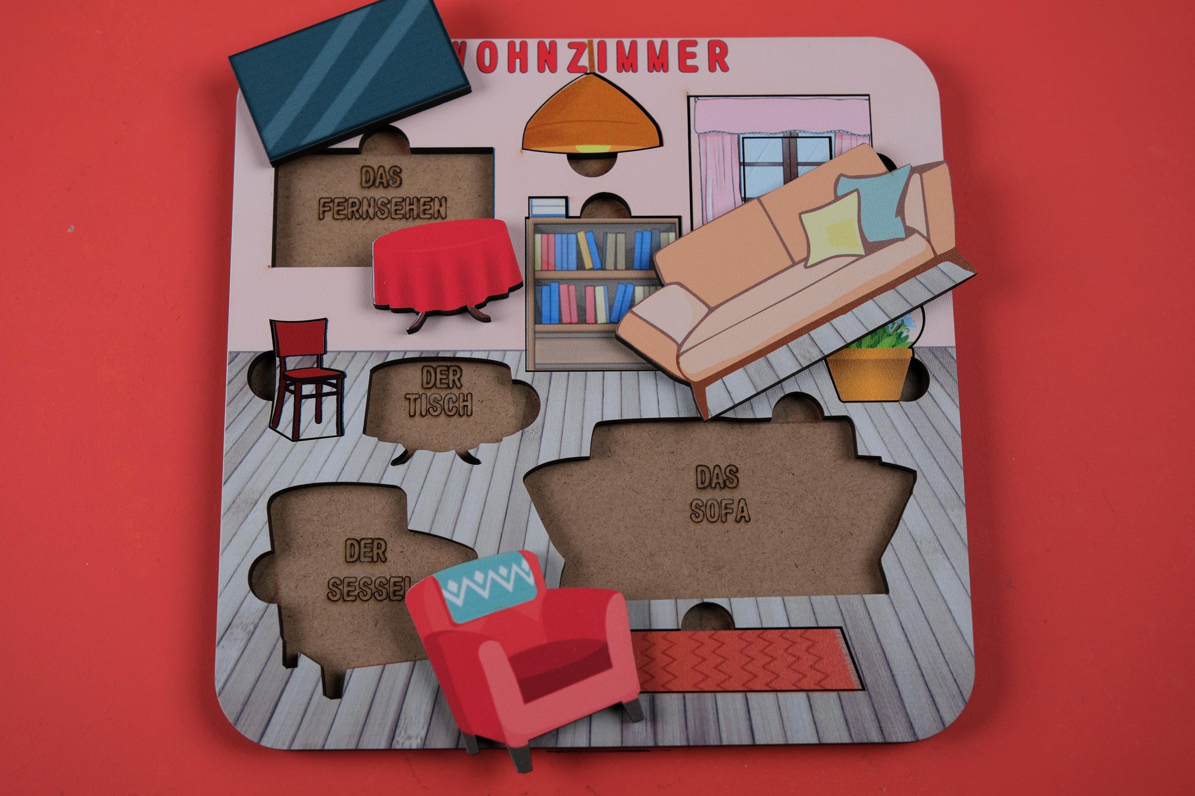 DAS WOHNZIMMER (OTURMA ODASI) | ALMANCA ÖĞRETEN PUZZLE