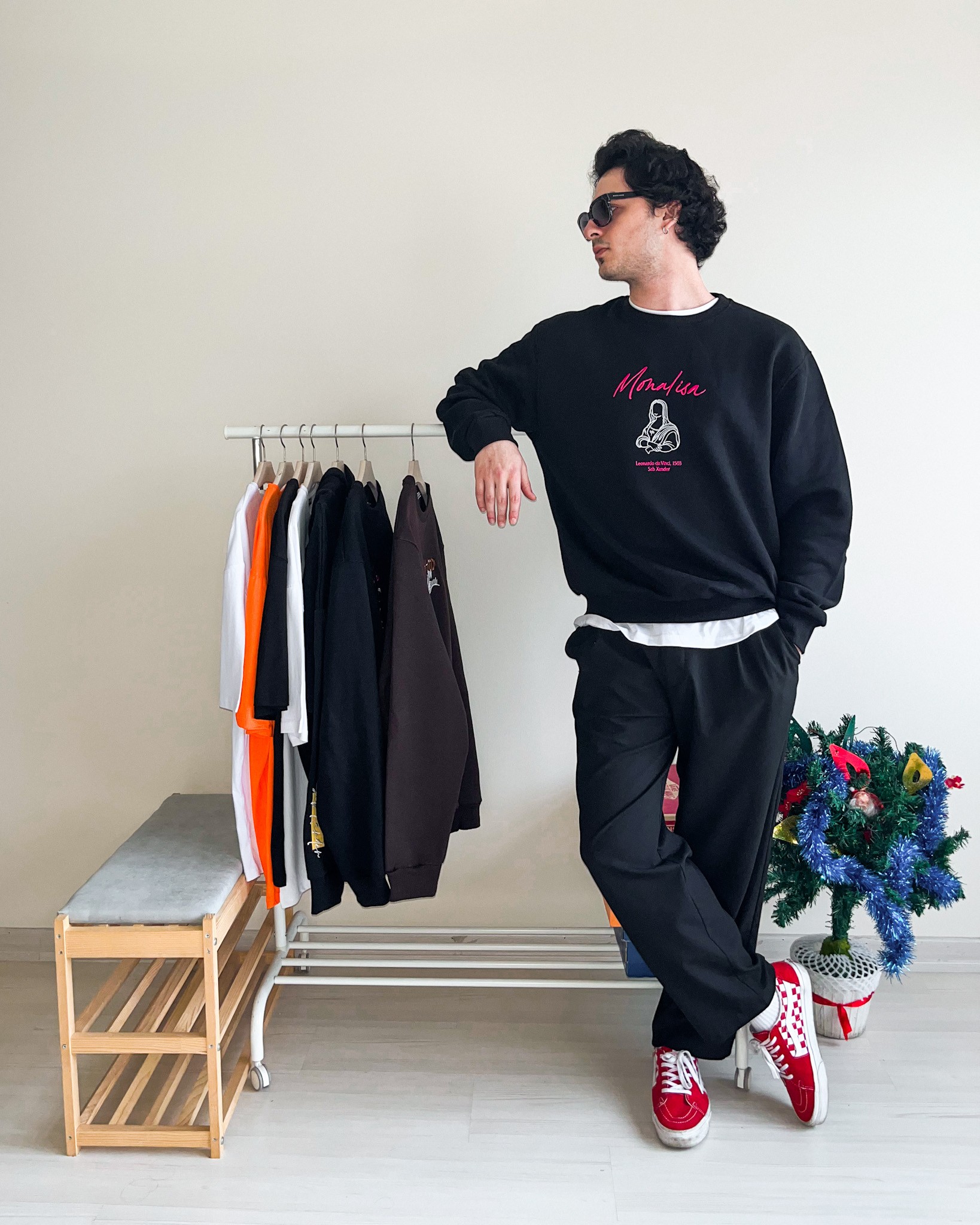 MONALISA BLACK OVERSIZE SWEATSHIRT