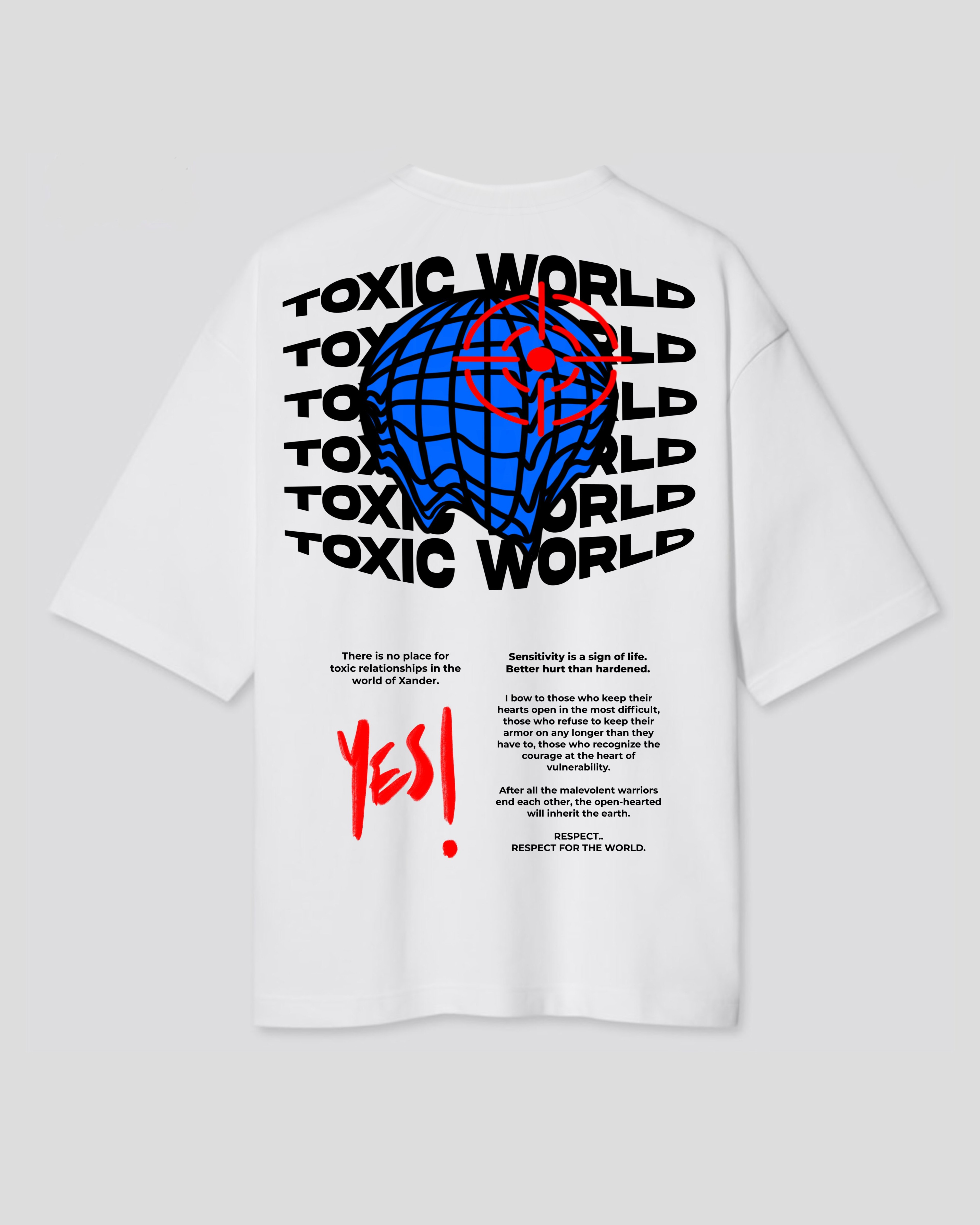 TOXIC WORLD WHITE OVERSIZE T-SHIRT