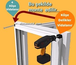 Balkon kapısı ve camlara sineklik ölçüsü alıp montaj yapak çok kolay. Sadece 4 köşeden vida atılır. 