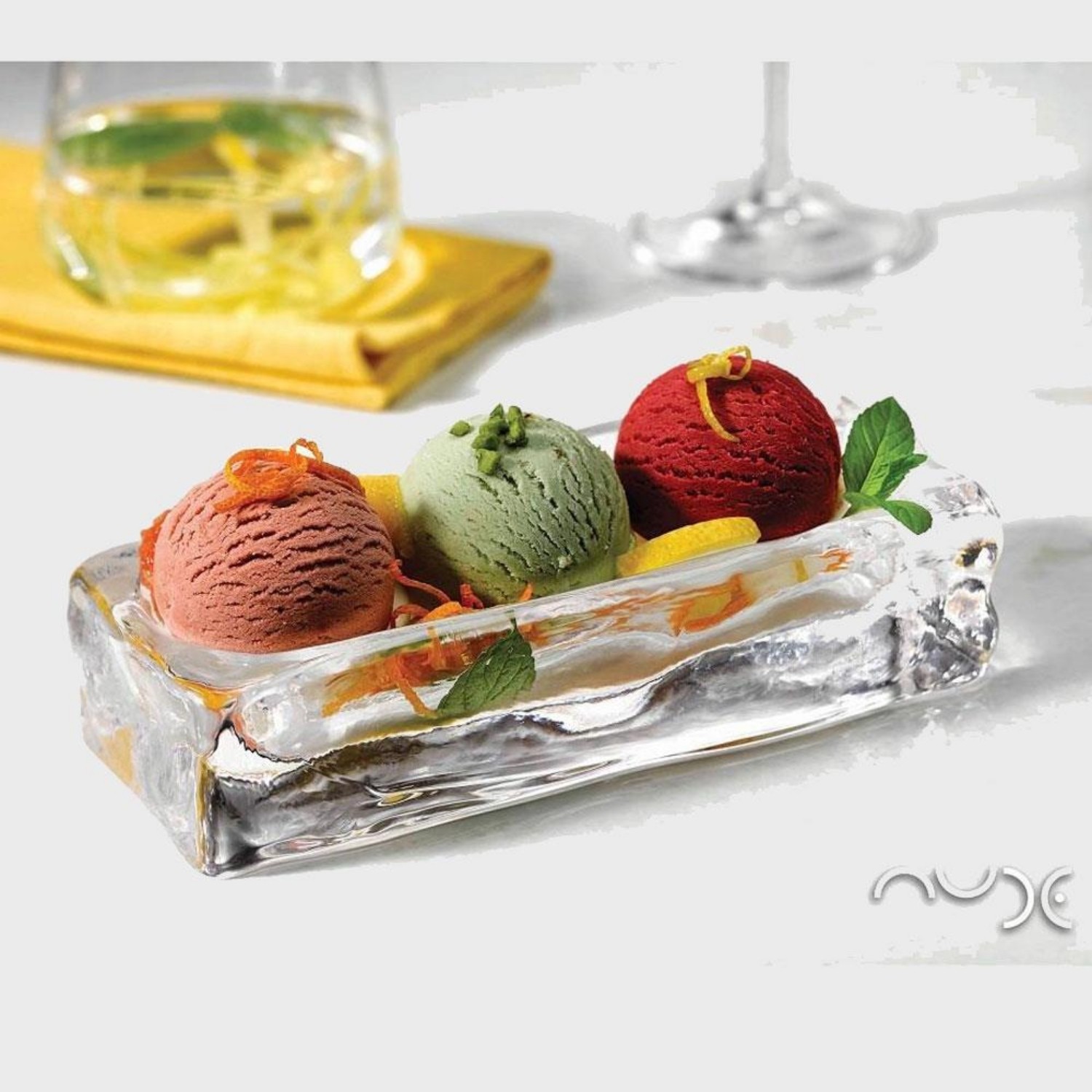 Nude 25368 Ice Cube Dondurma Servis Tabağı – Kristal, 18 cm, El İmalatı