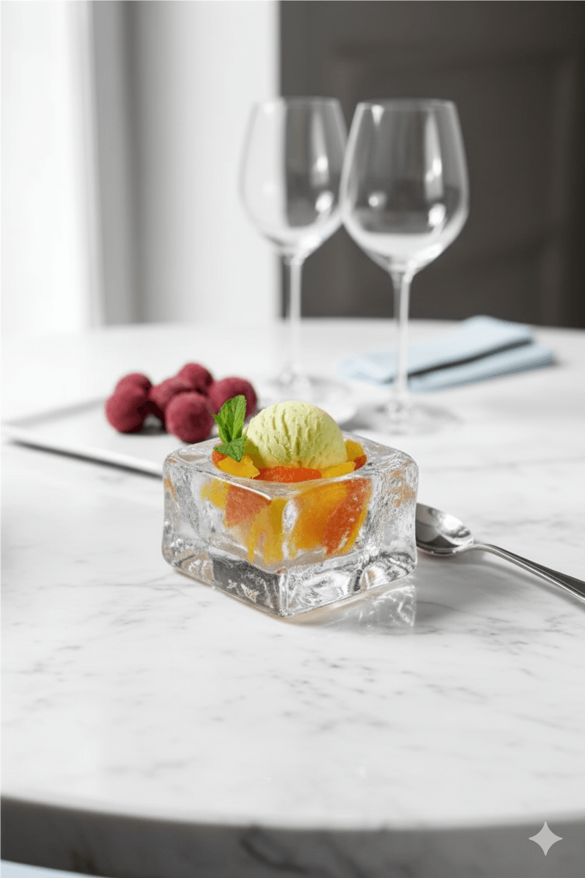 Nude 24323 Ice Cube Kare Dondurma Servis Tabağı – Kristal, 9 cm, El İmalatı