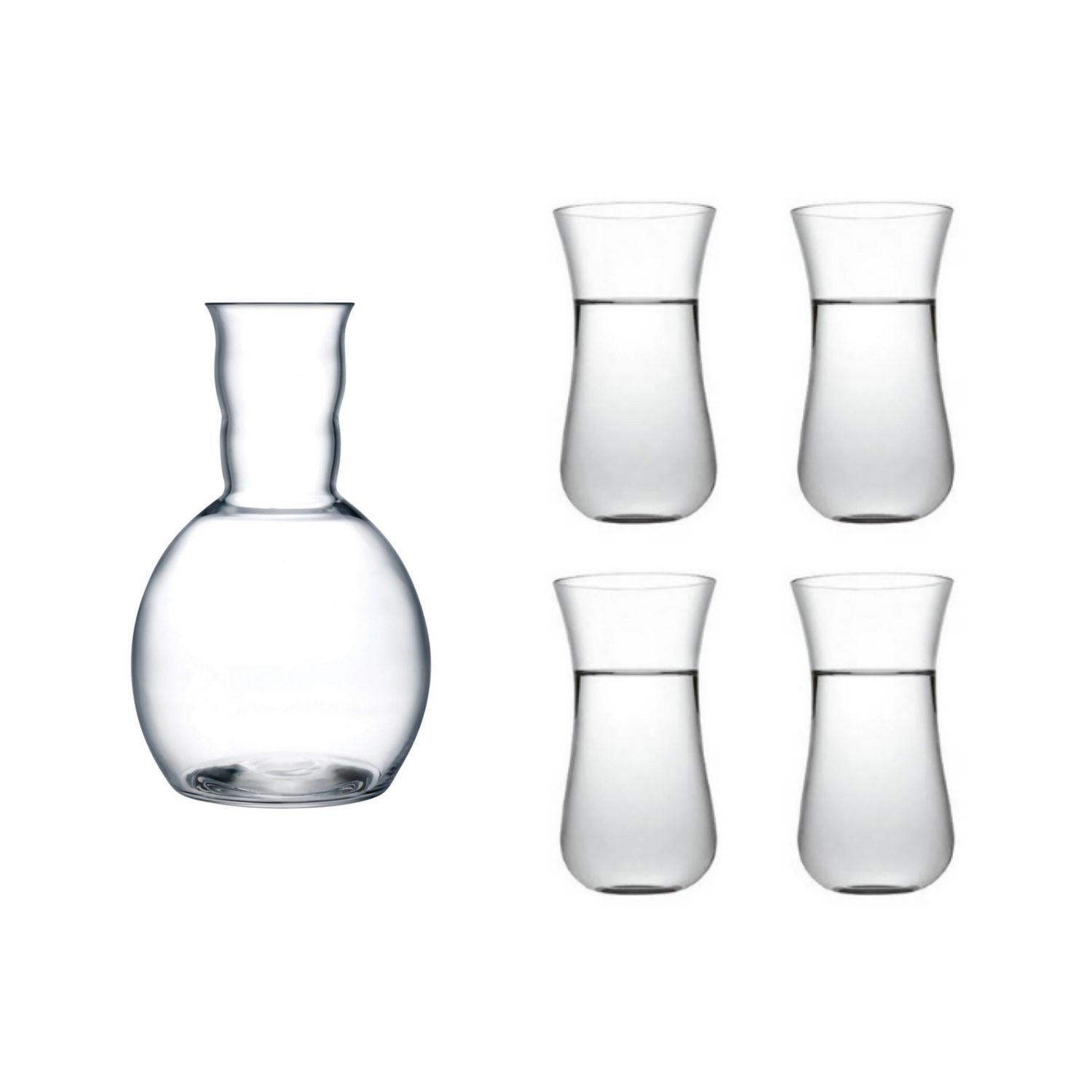 NudeGlass Anason Kristal Rakı Seti - 5 Parça Karaf Rakı Bardağı Takımı(64072 x 4 - 64100 x 1)