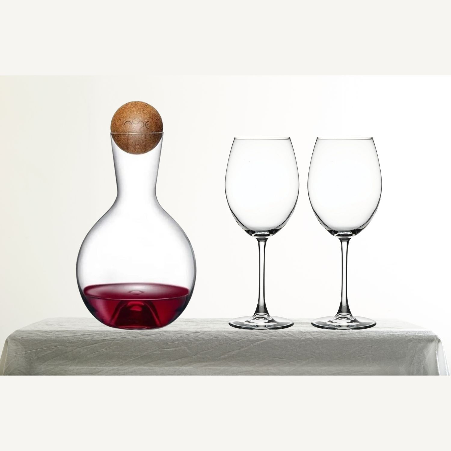 NudeGlass Vintage Kristal Karaf & Paşabahçe Enoteca Şarap Kadehi Seti – 3 Parça Şık Sunum Seti