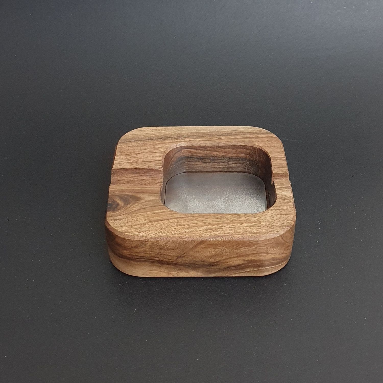 Mesa Wooden Walnut Handmade Double Slotted Cigar-Cigarette Ashtray 13,5x13,5cm