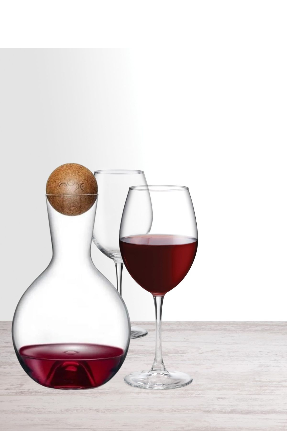 NudeGlass Vintage Kristal Karaf & Paşabahçe Enoteca Şarap Kadehi Seti – 3 Parça Şık Sunum Seti