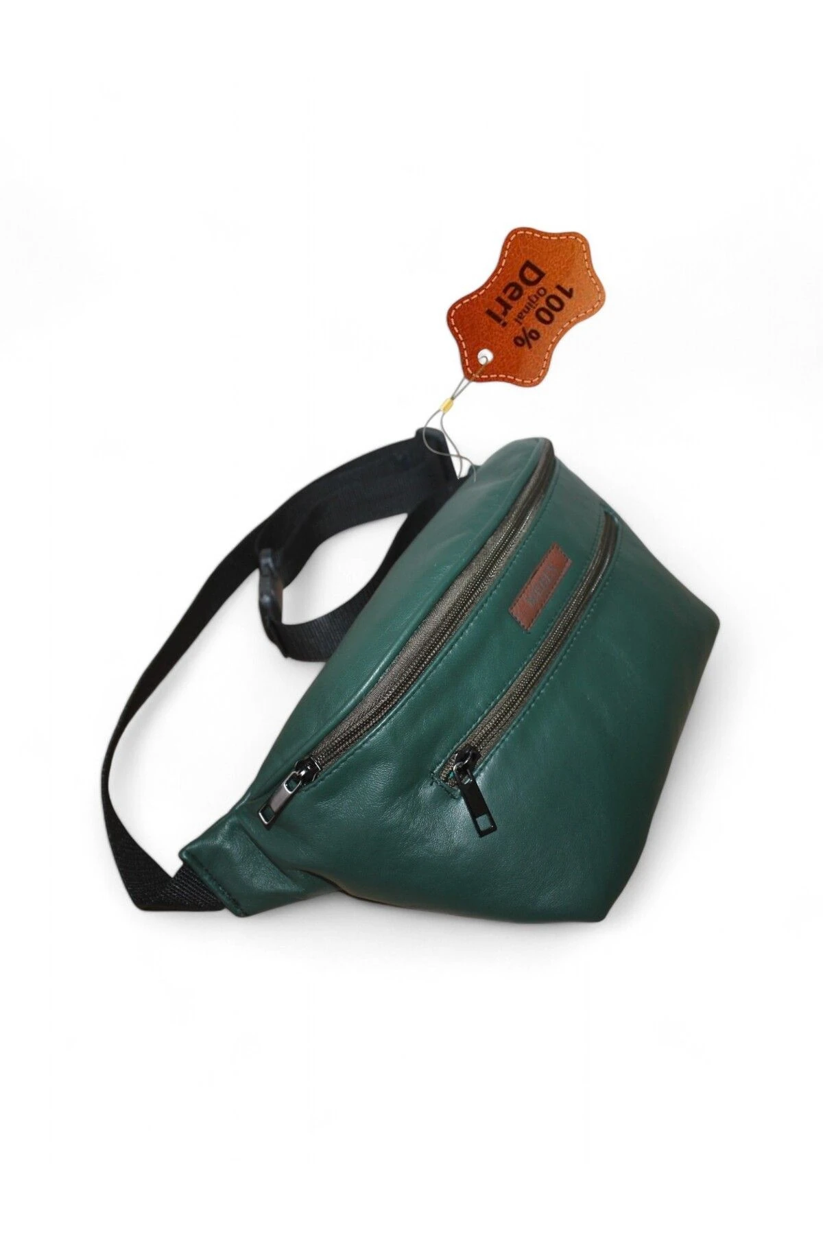 Kadın Erkek Kullanımlı Bel Çantası Hakiki Deri Yeşil Renk