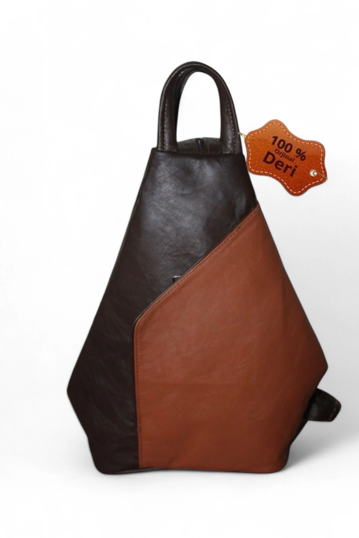 Kadın Omuz Sırt Çantası Hakiki Deri Vazo Model Kırmızı Renkli