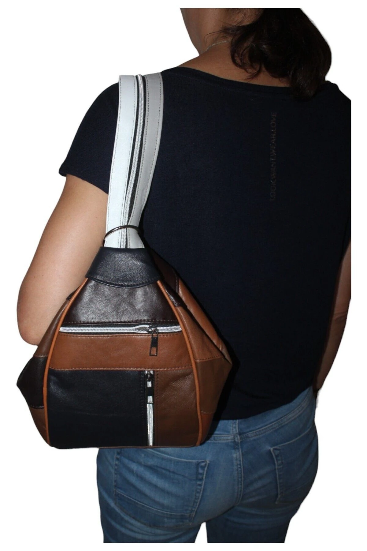 Hakiki Deri Kadın Omuz Çantası Serçe Model Kahverengi, Taba,siyah Renkli