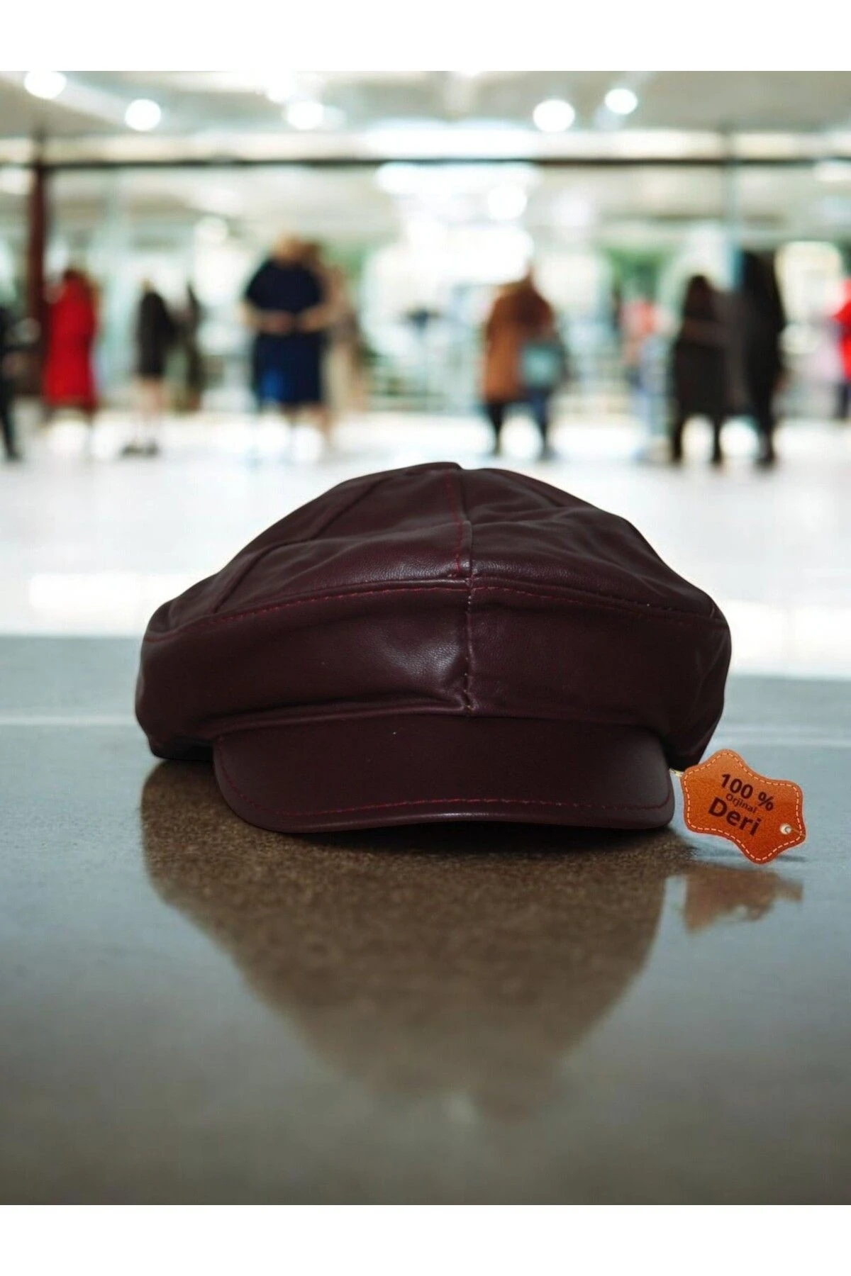 Erkek Kasket Şapka Hakiki Deri Siyah Renk Hkkdrsyherkkskt9