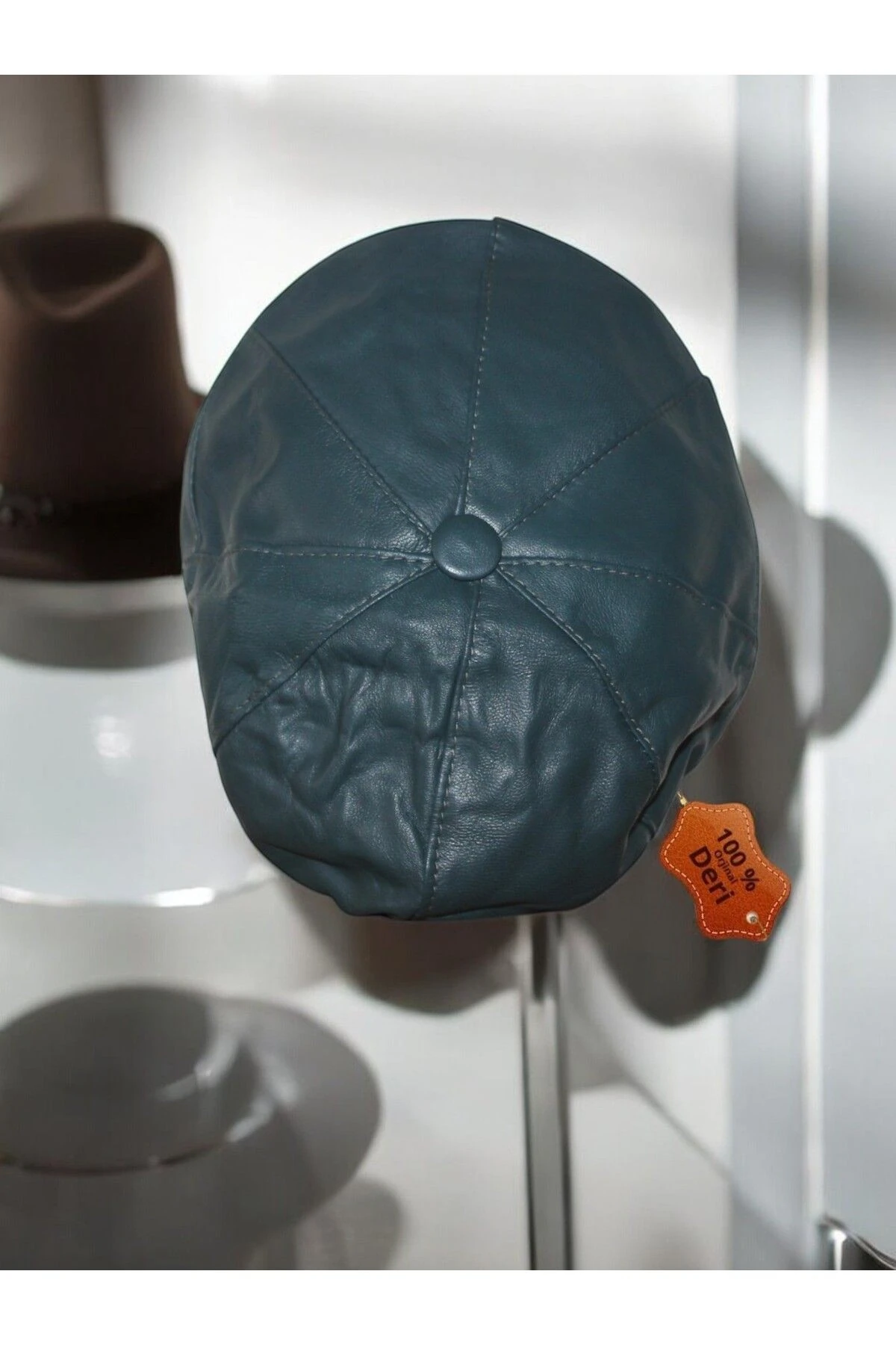 Erkek Kasket Şapka Hakiki Deri Siyah Renk Hkkdrsyherkkskt9