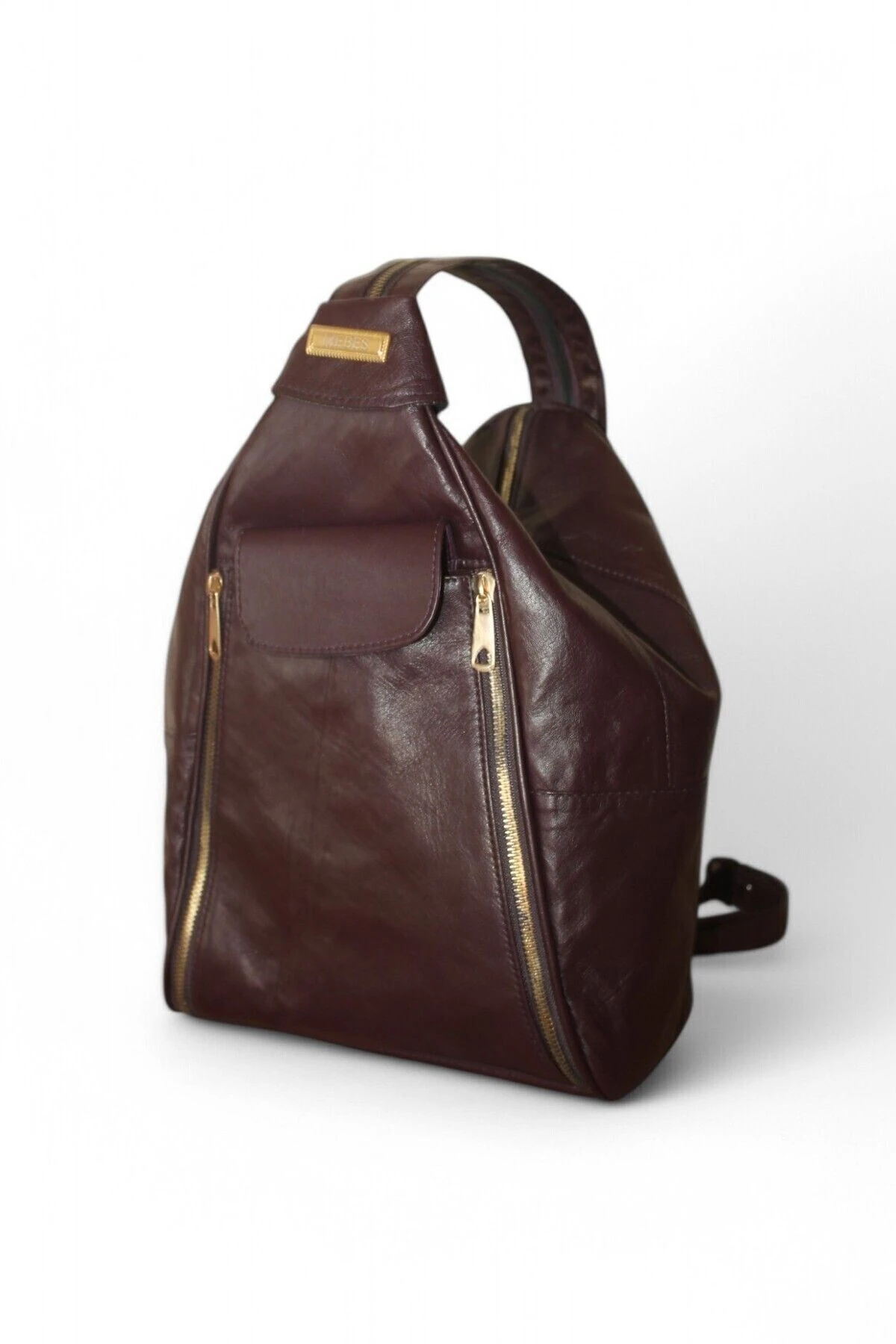 Hakiki Deri Kadın Sırt Omuz Çantası Bülbül Model Bordo Renk