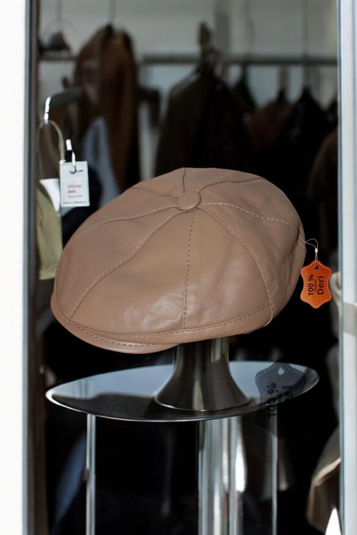 Erkek Kasket Şapka Hakiki Deri Siyah Renk Hkkdrsyherkkskt9