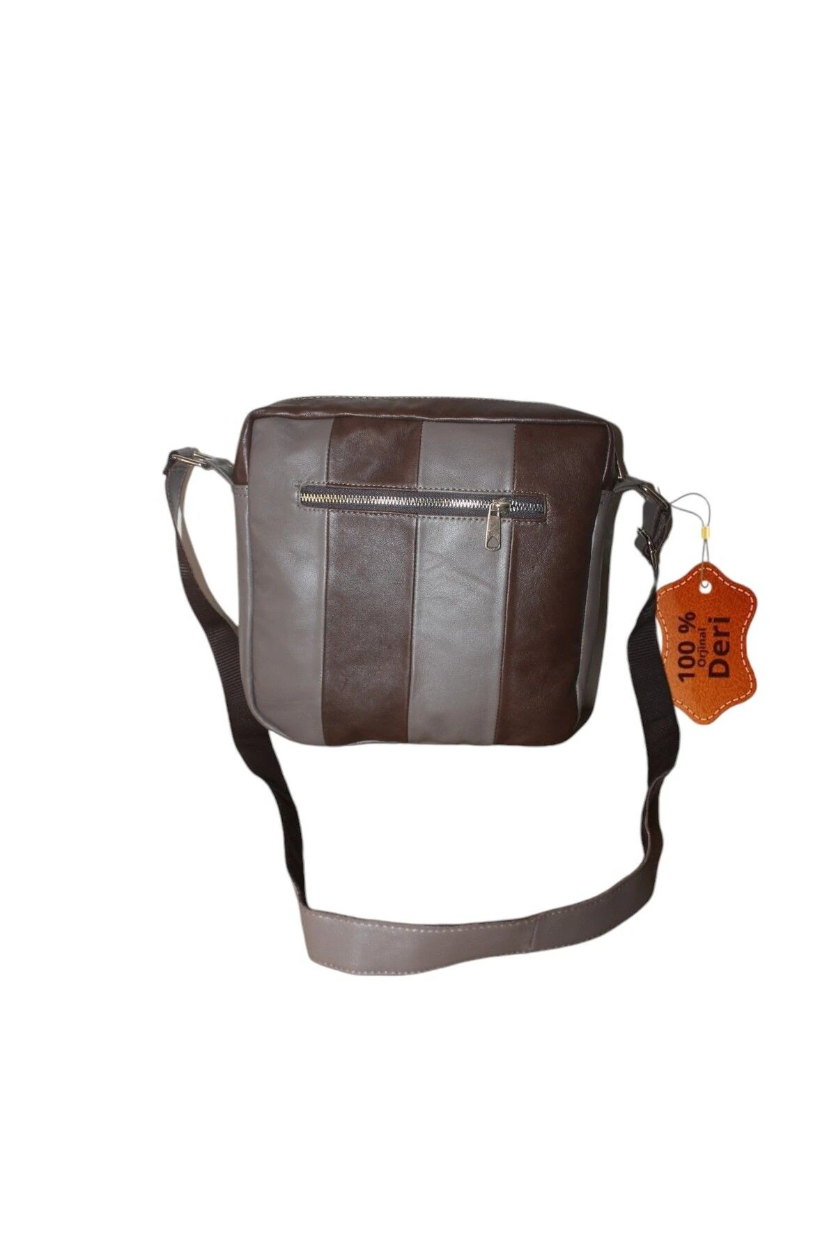 Hakiki Deri Kadın Omuz Çantası Turna Model Kahverengi Gri Renkli Çntdromzkhvgri07