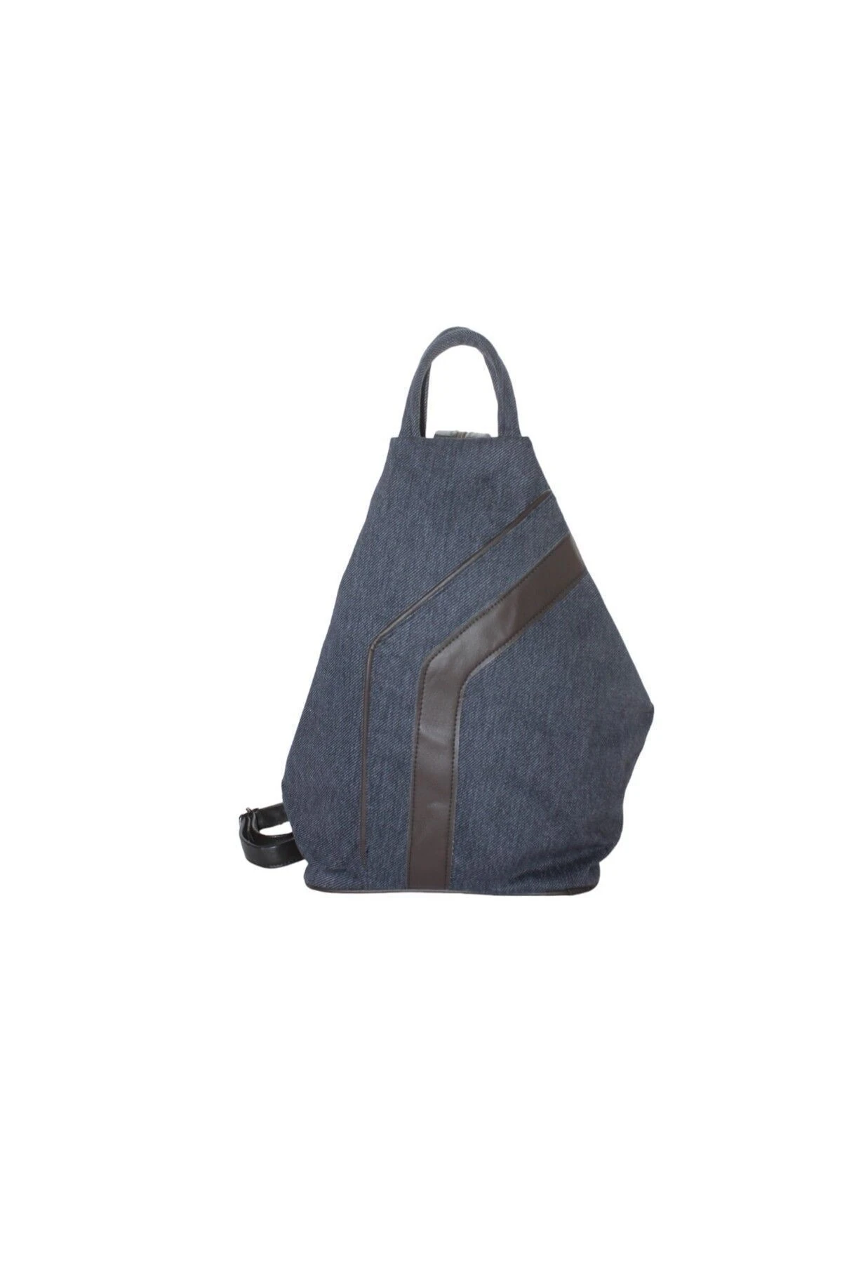 Denim Kumaş Kadın Omuz Ve Sırt Çantası Vazo Model Lacivert Renk Beyaz Şeritli Ktvzlcvrt-byz002gr