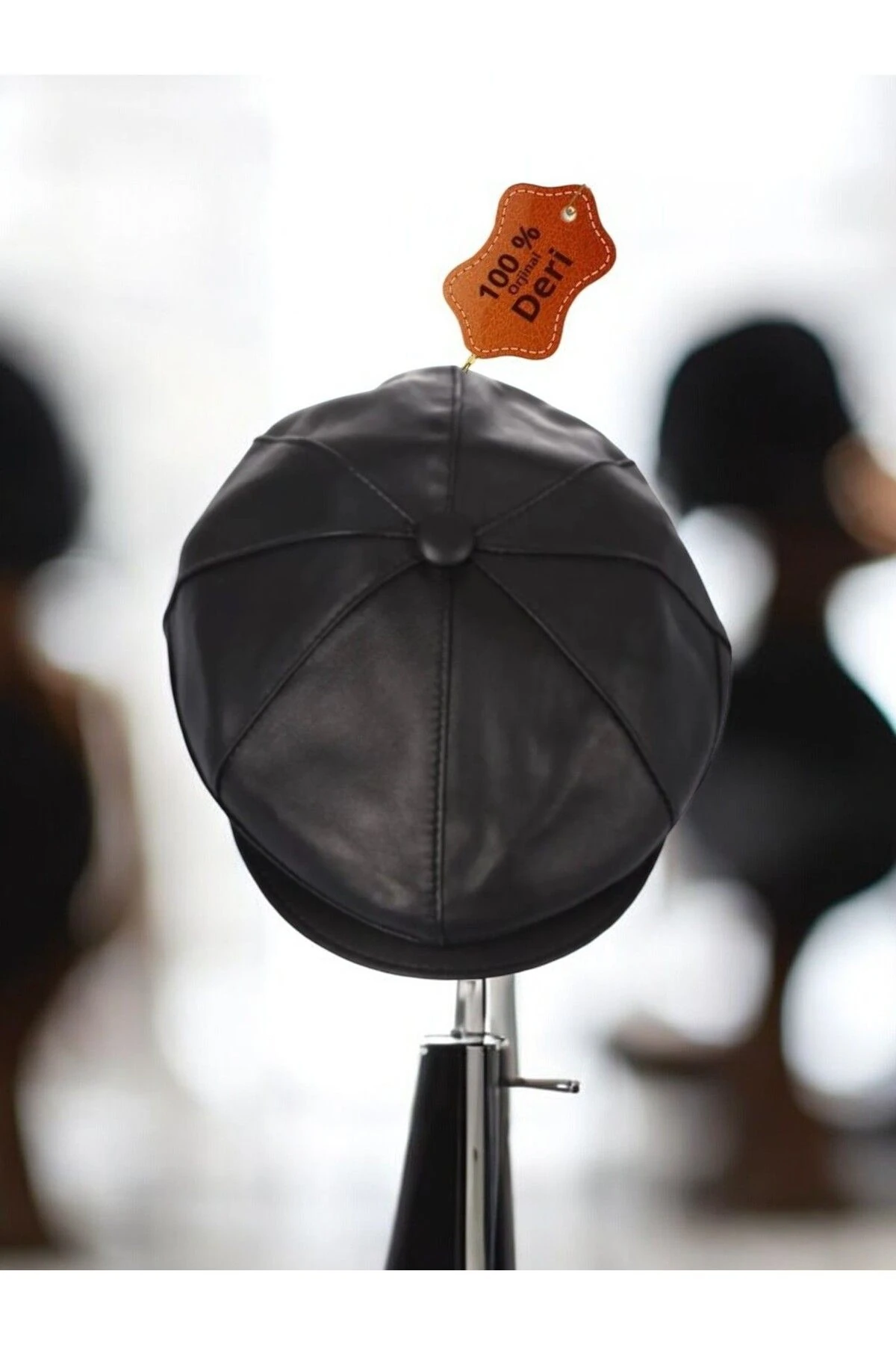 Erkek Kasket Şapka Hakiki Deri Siyah Renk Hkkdrsyherkkskt9