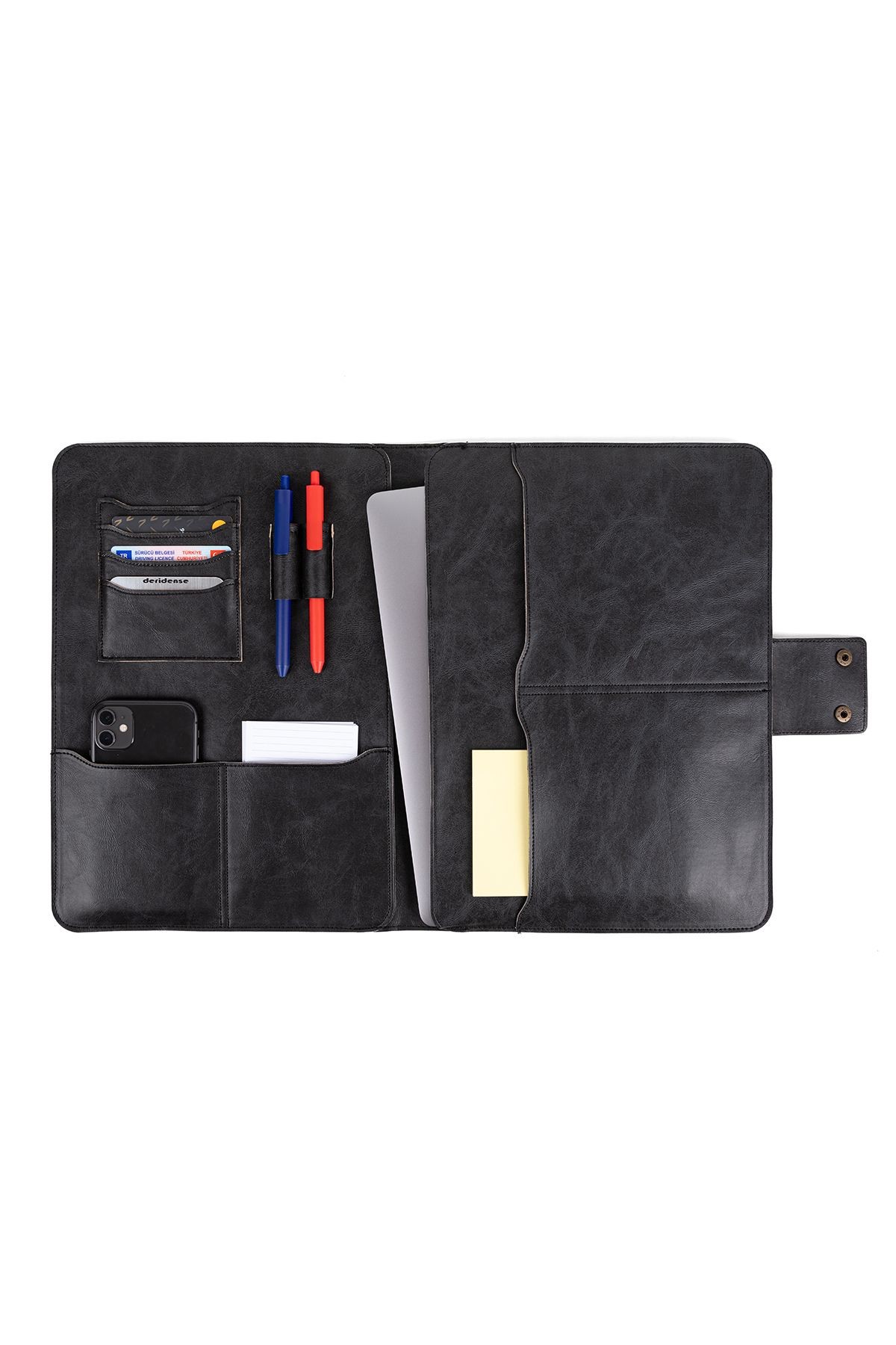 13-14 Inç Macbook Pro-air Vegan Deri Organizer Evrak Çantası Tablet Kılıfı  - Crazy Kroko