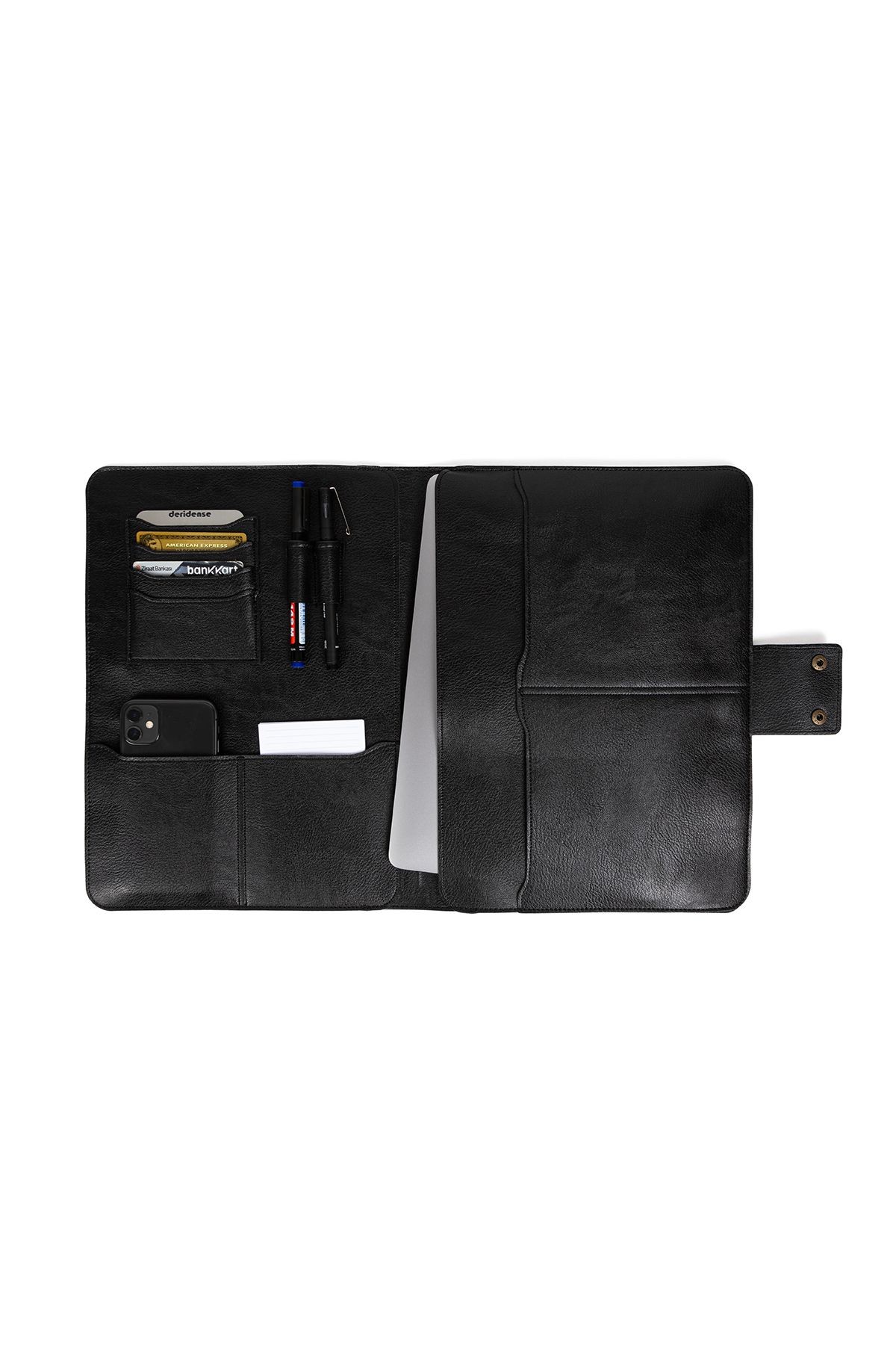 13-14 Inç Macbook Pro-air Vegan Deri Organizer Evrak Çantası Tablet Kılıfı  - Costa Siyah