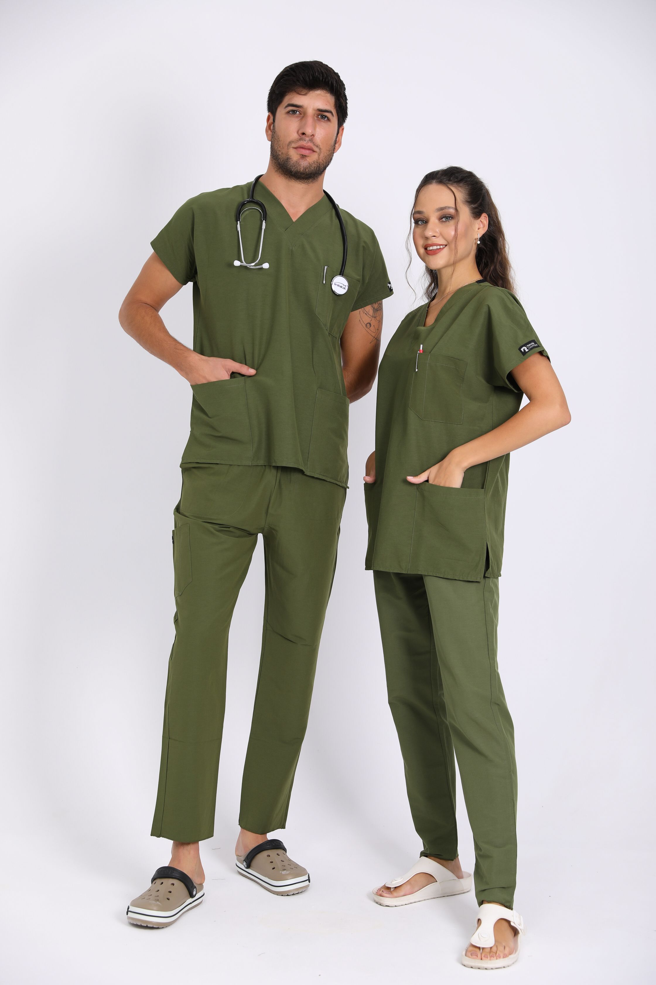  Unisex Doktor Hemşire Medikal Cerrahi Forma - YEŞİL TAKIM