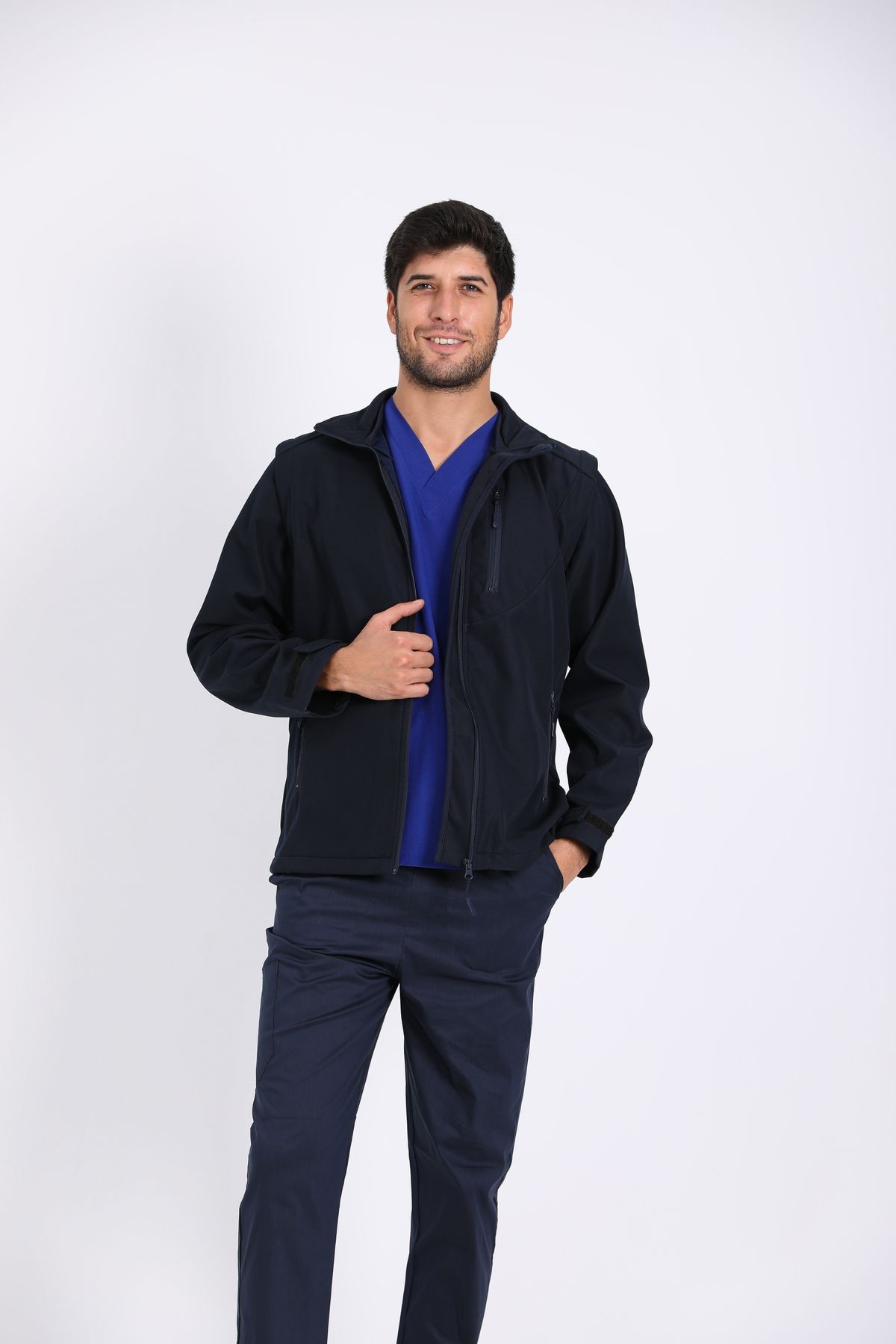 Erkek Softshell Spor Mont Içi Polarlı Su Ve Rüzgar Geçirmez Cepli Çıkma Kollu Outdoor Mont
