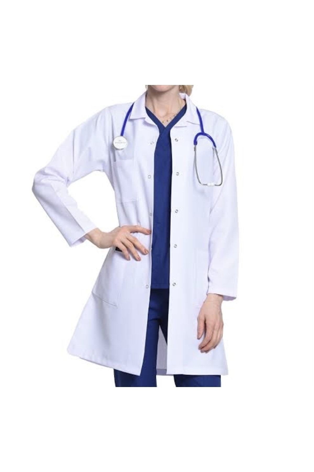 Uzun Kol Beyaz Apaş Yaka Doktor-hemşire-öğretmen Önlüğü