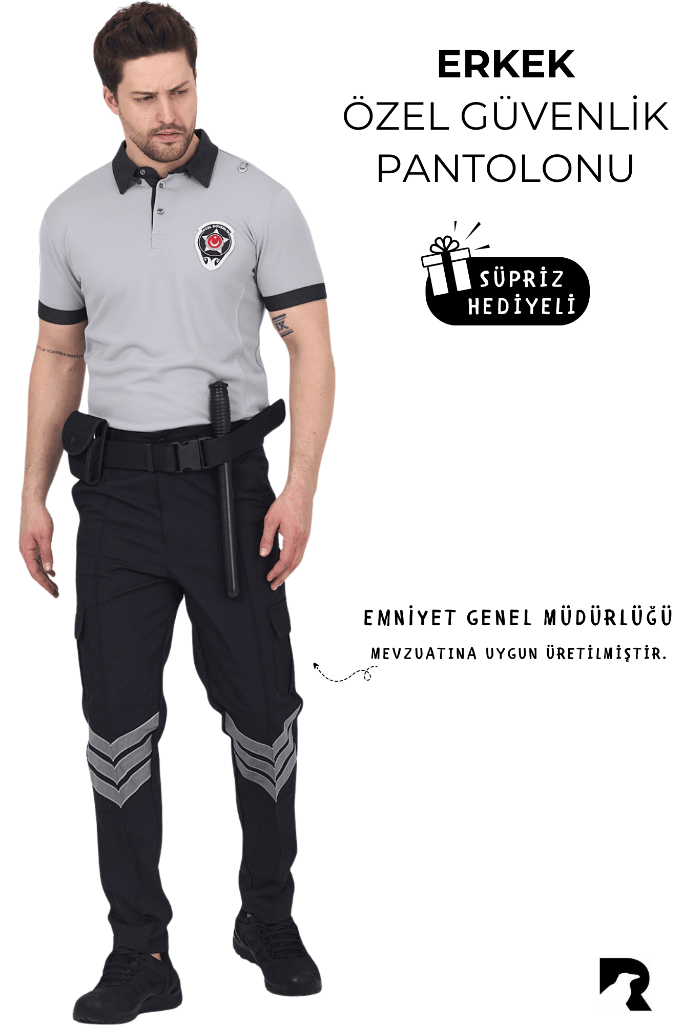ERKEK GÜVENLİK PANTOLON - %3 Likralı İthal Kumaş - Refrektörlü - Yeni Tip Güvenlik Pantolonu 