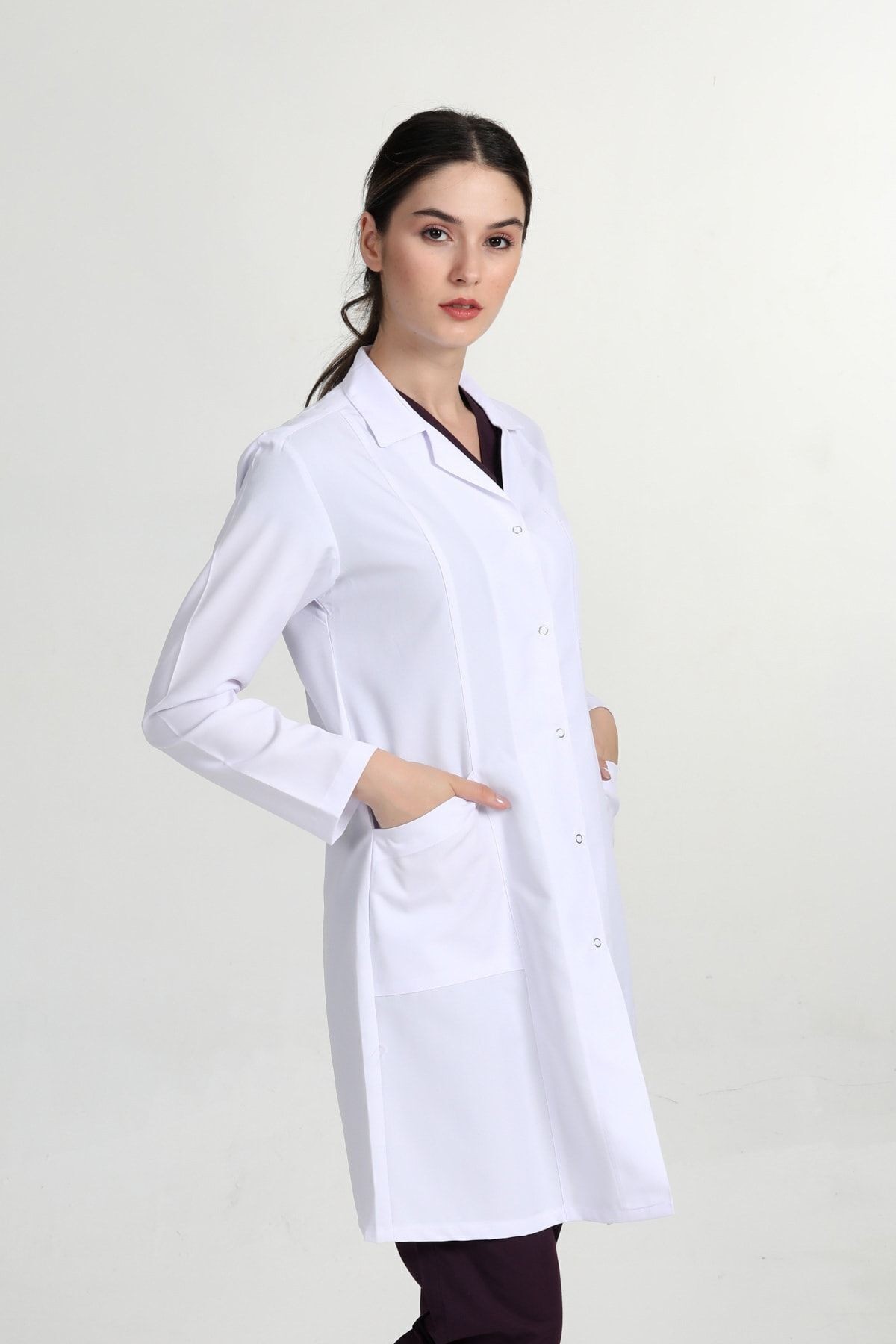 Önlük Uzun Doktor Hemşire Öğretmen Eczacı Önlüğü (gömlek Yaka)
