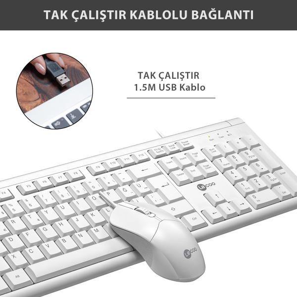 LECOO CM101 BEYAZ KLAVYE SET