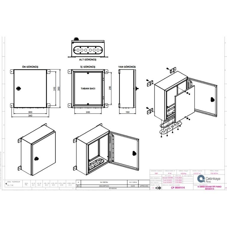 ÇP 303515 K Metal Duvar Tipi Elektrik Panosu 30x35x15 cm – Eko Serisi Dikey Pano | Dayanıklı & Uygun Fiyatlı