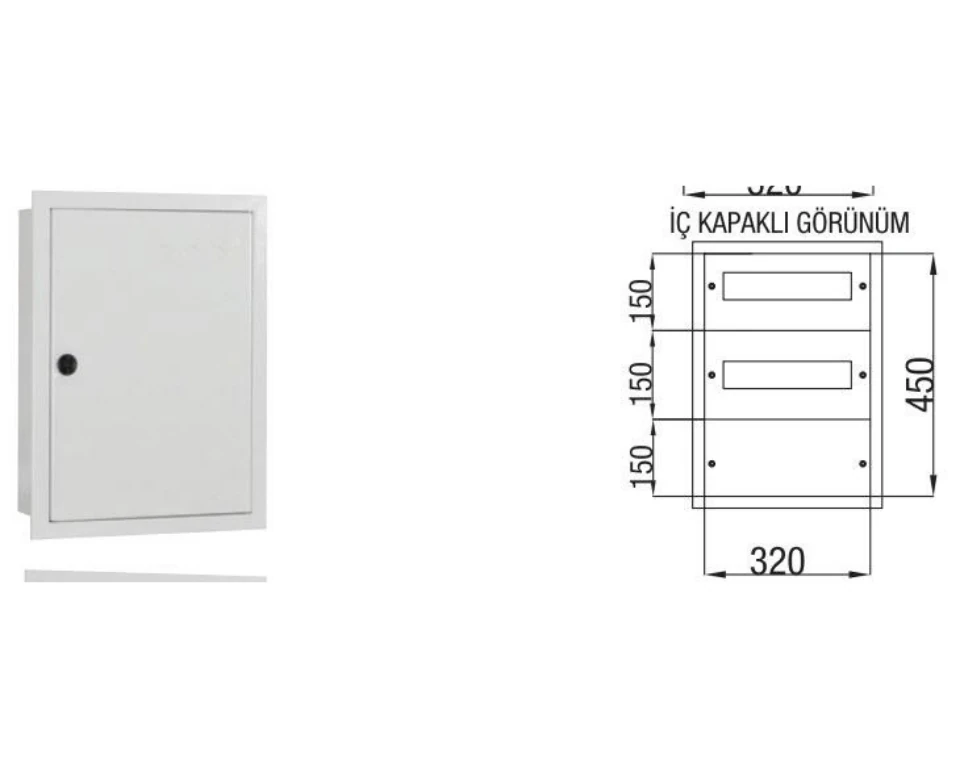 Çetinkaya ÇP 821 Sıva Altı Metal Sigorta Panosu 32x45x14 | 24 Sigorta + Pako Yeri