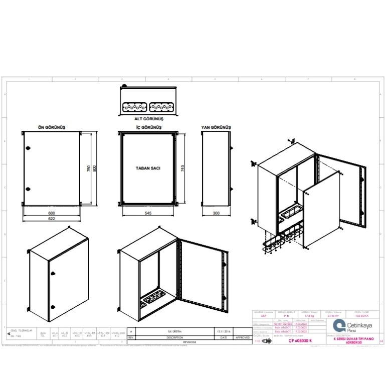 ÇP 608030 K Metal Duvar Tipi Elektrik Panosu 60x80x30 cm – Eko Serisi Dikey Pano | Sağlam & Ekonomik