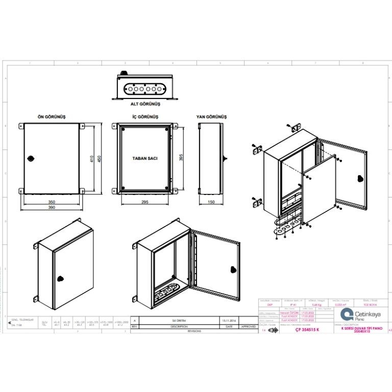 ÇP 354515 K Metal Duvar Tipi Elektrik Panosu 35x45x15 cm – Eko Serisi Dikey Pano | Sağlam & Ekonomik